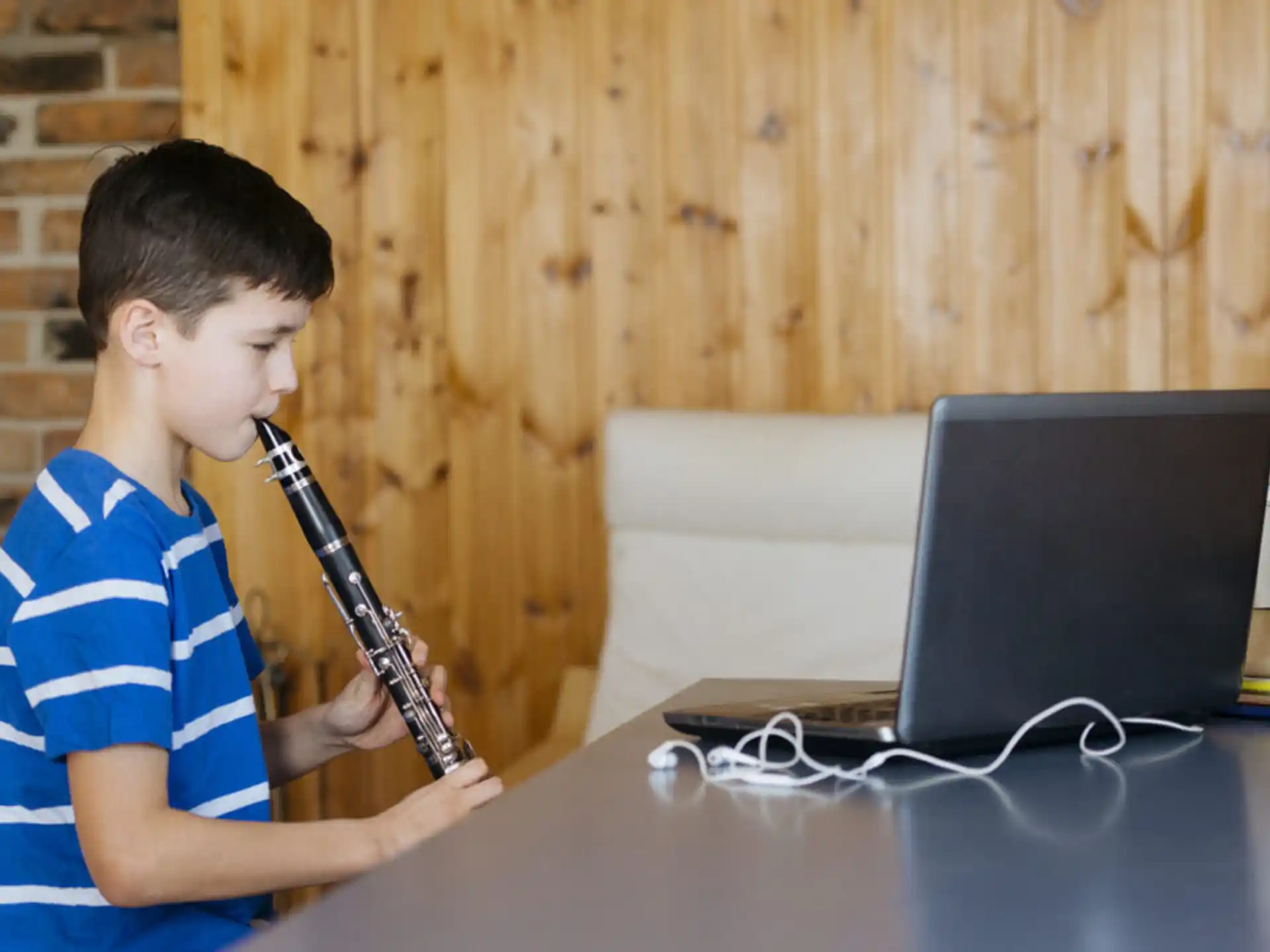 a boy holding a microphone