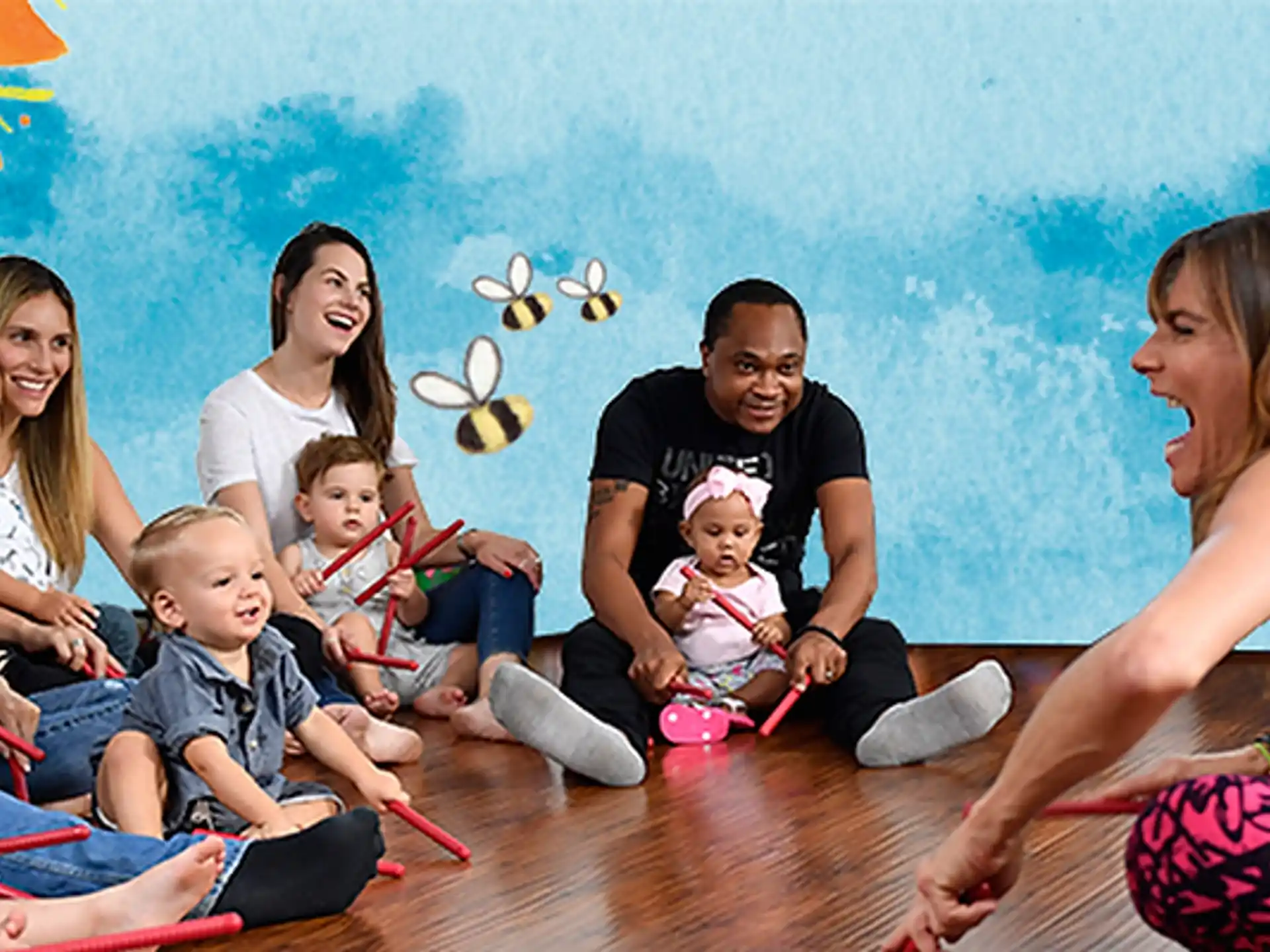 a group of people sitting on the floor