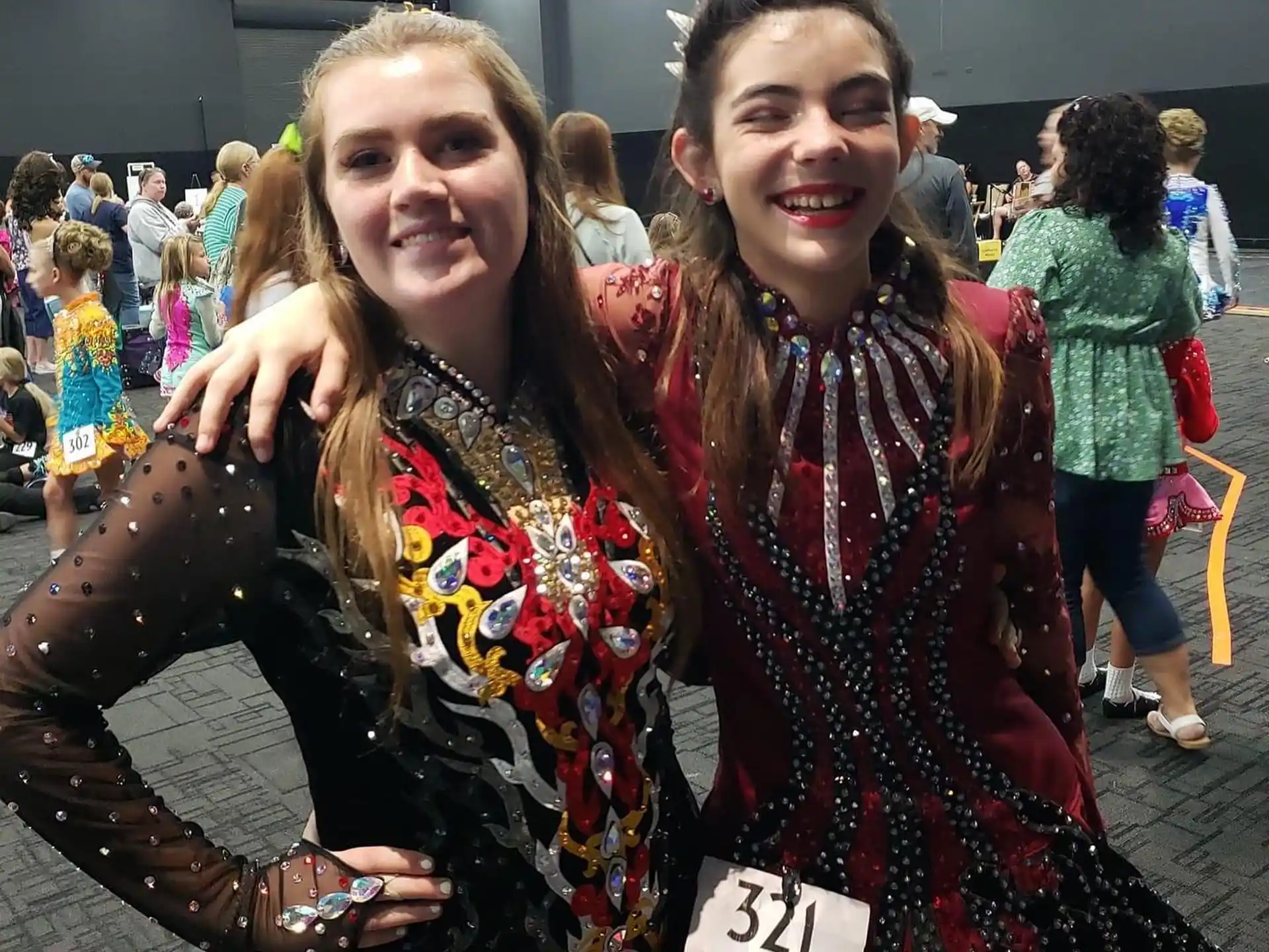 a couple of women posing for the camera