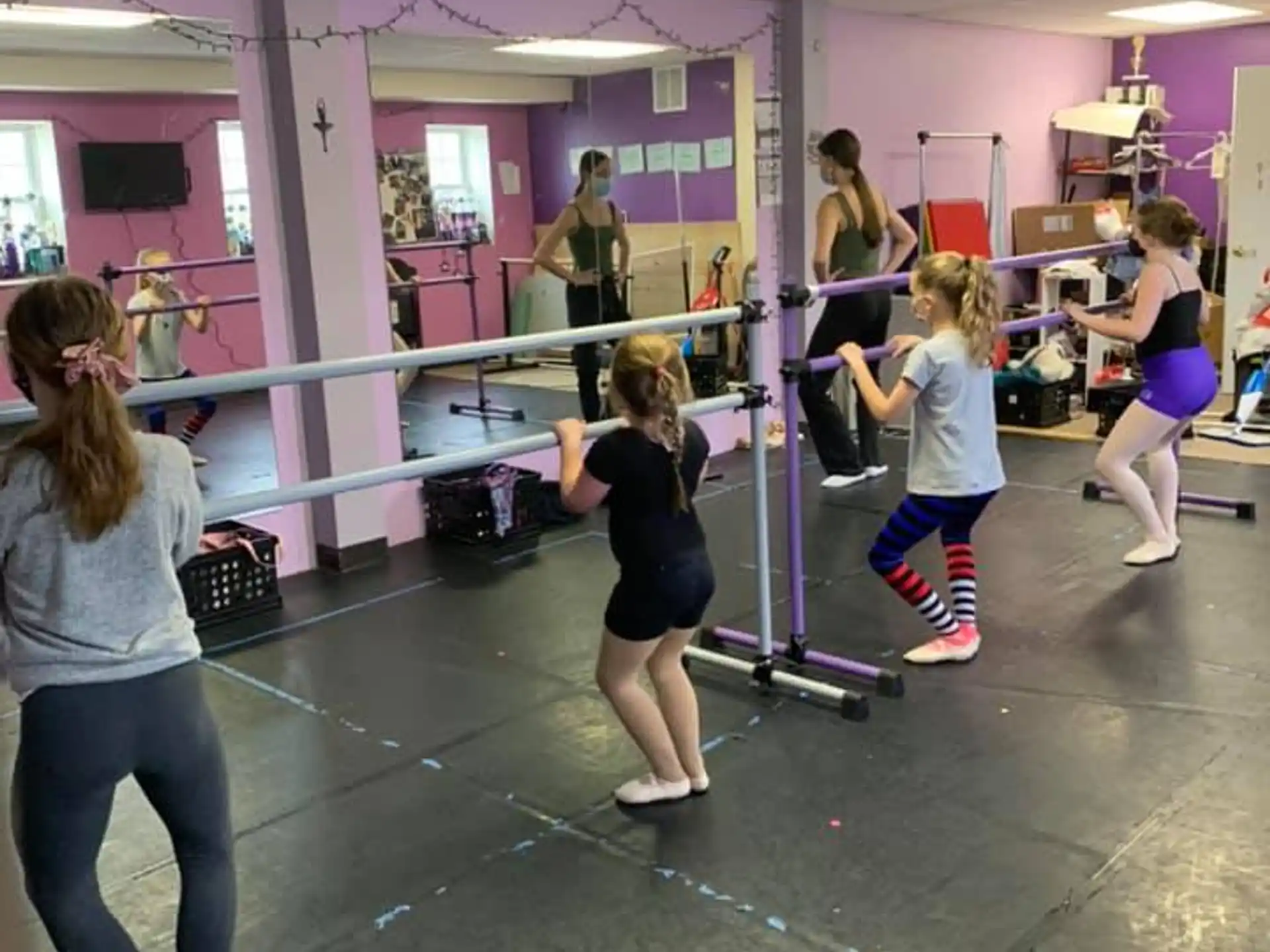 a group of people exercising