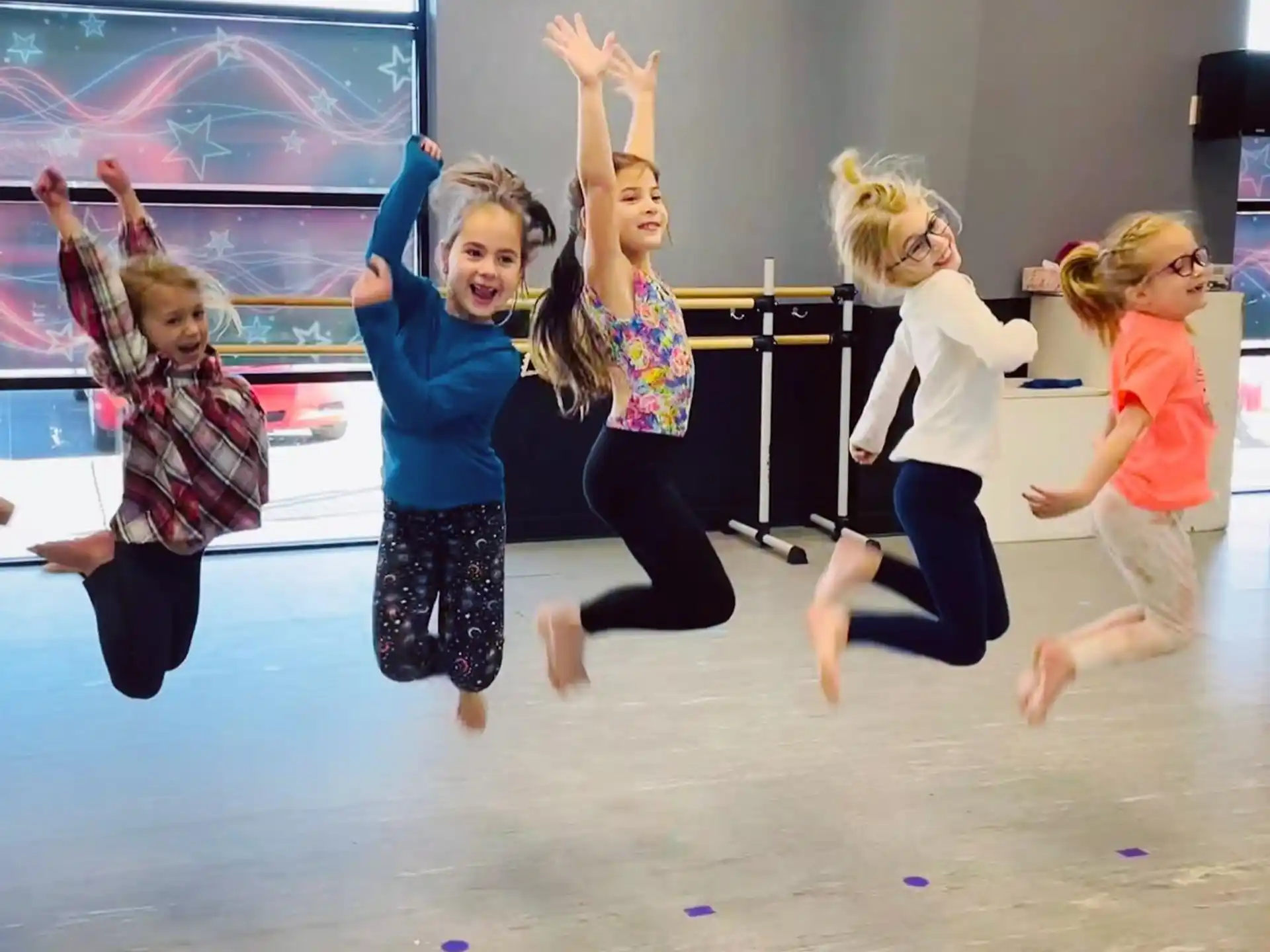 a group of children dancing