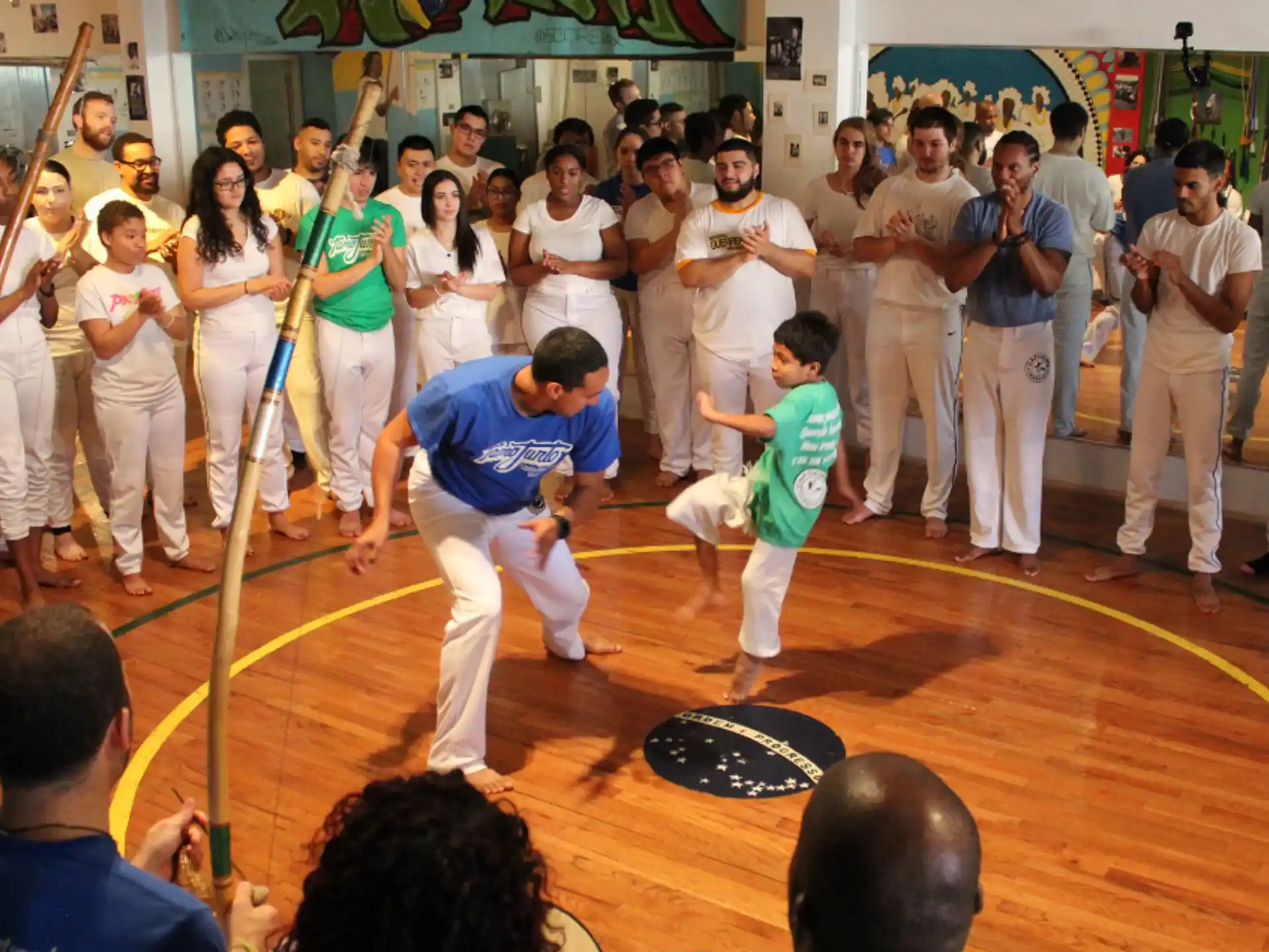 a group of people in a gymnasium