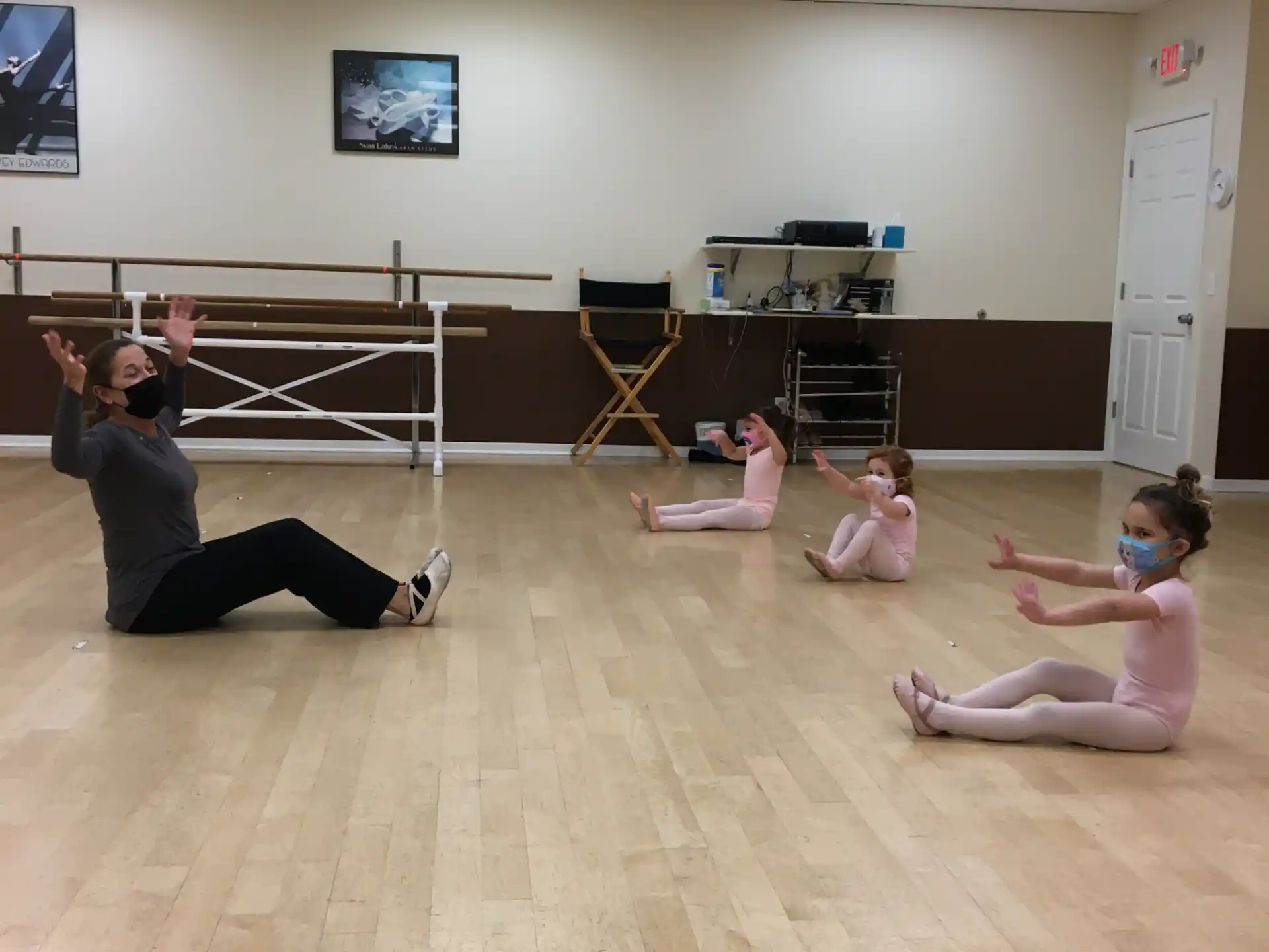 a group of people exercising