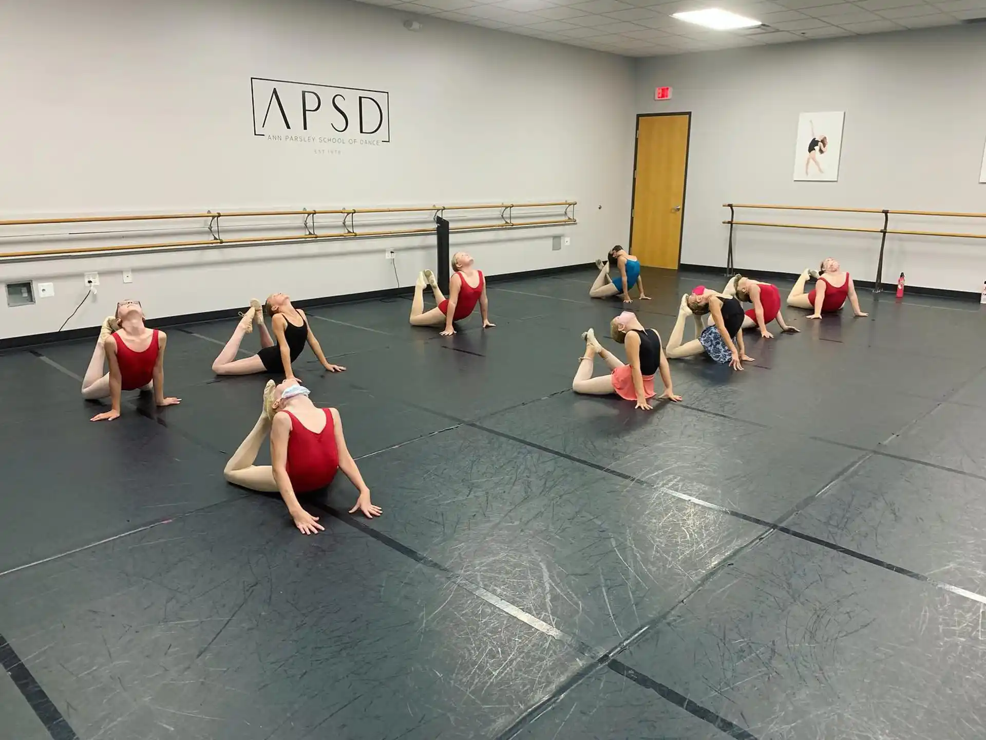 a group of people exercising