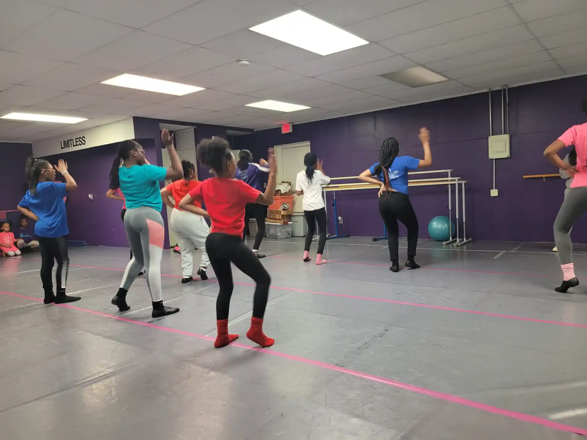 a group of people exercising