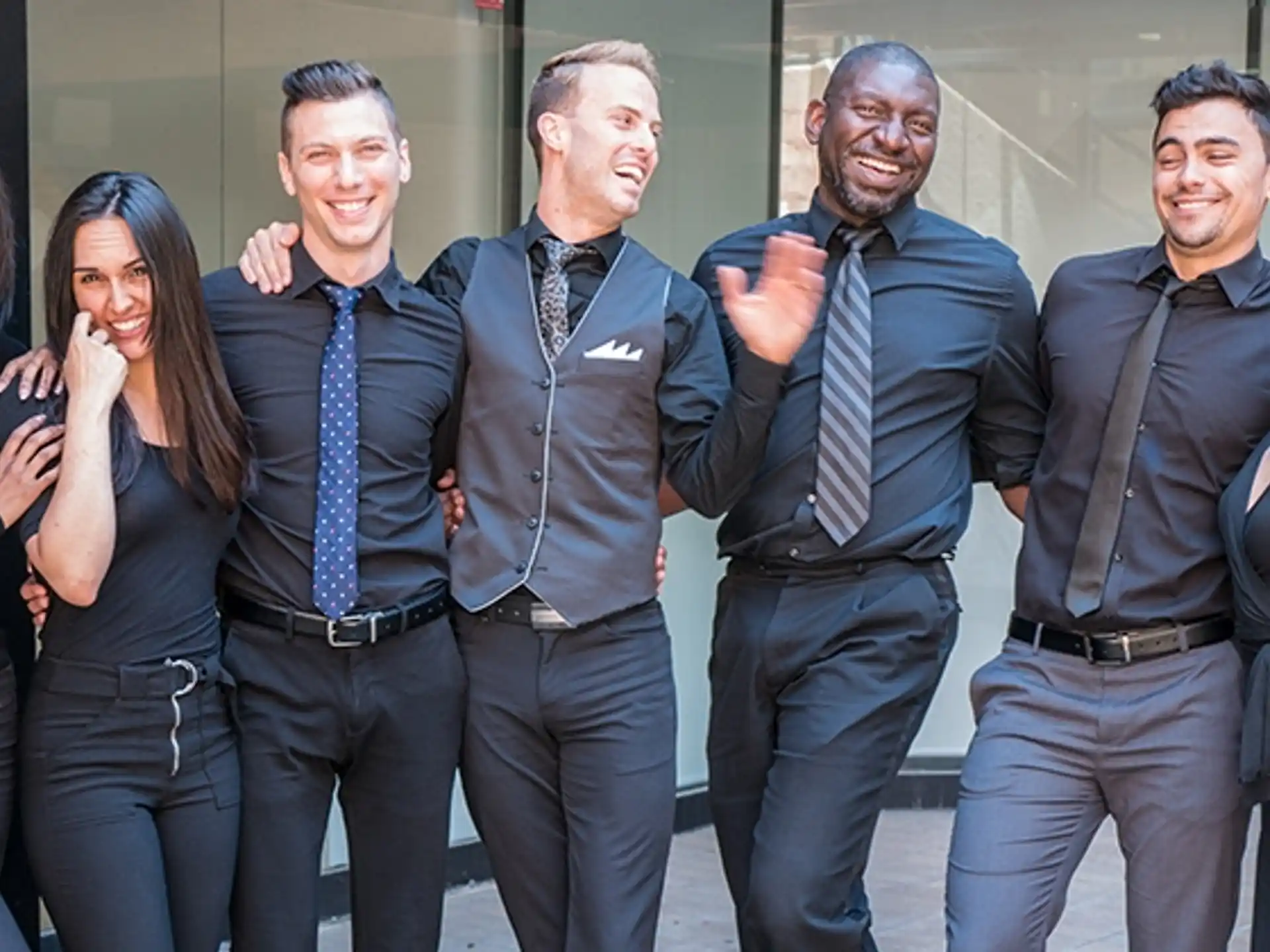 a group of people posing for a photo