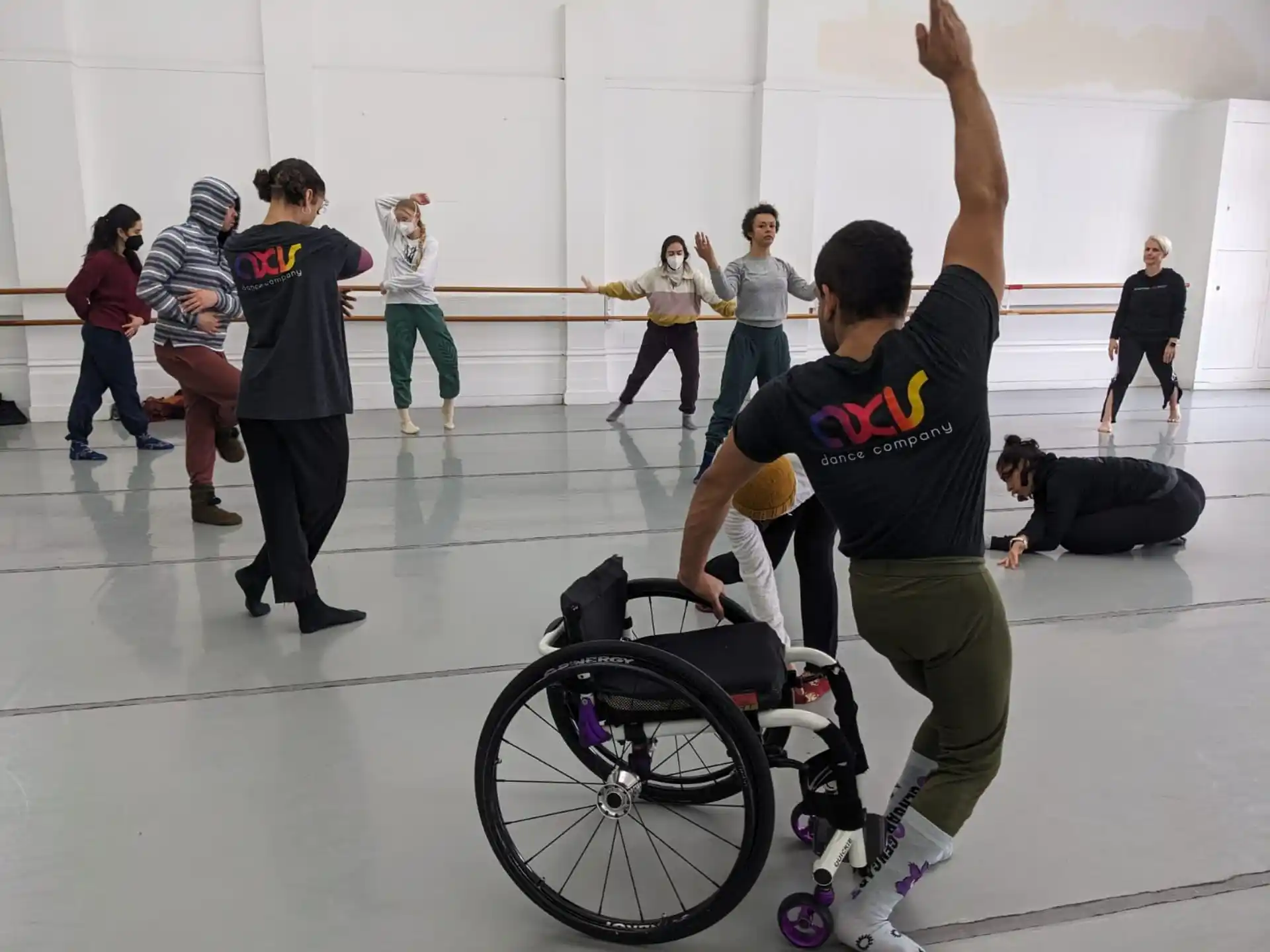 a group of people exercising