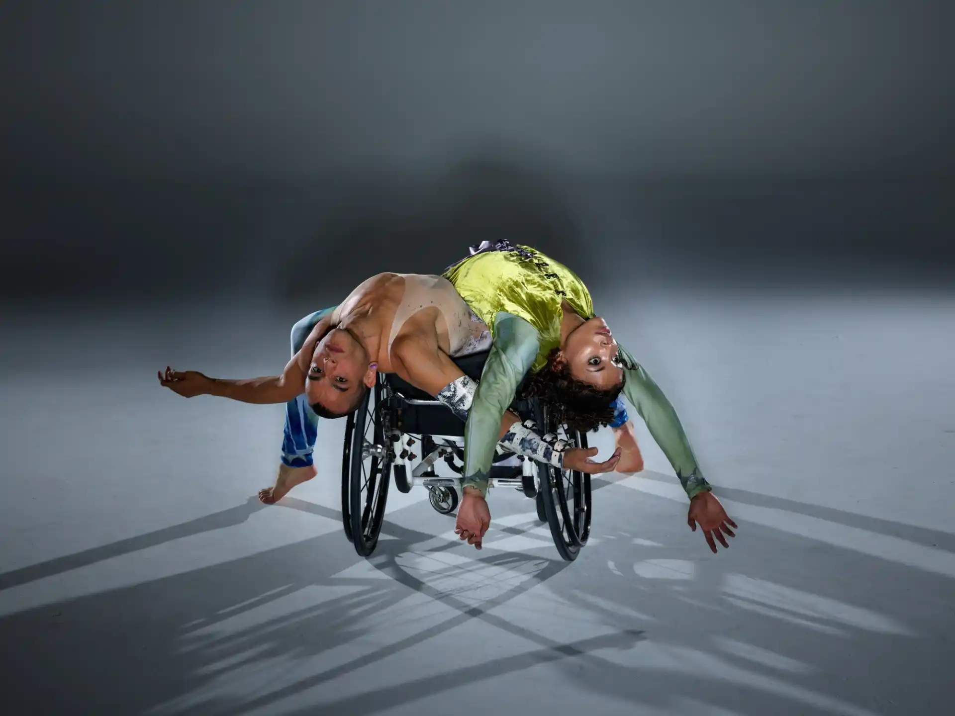 a group of people in a wheelchair