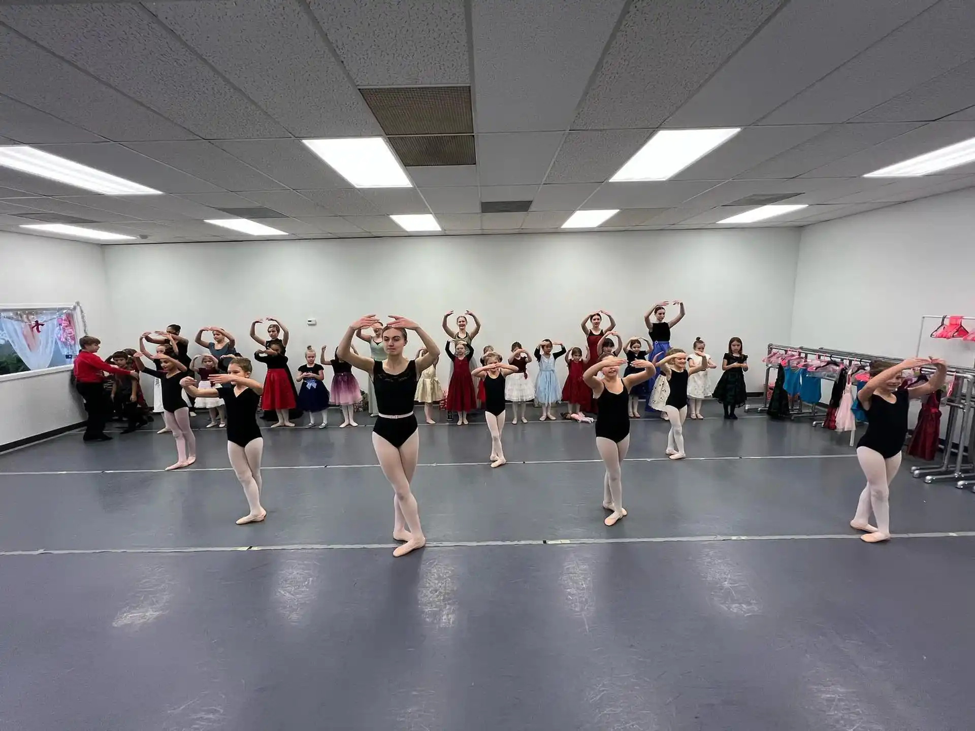a group of people exercising