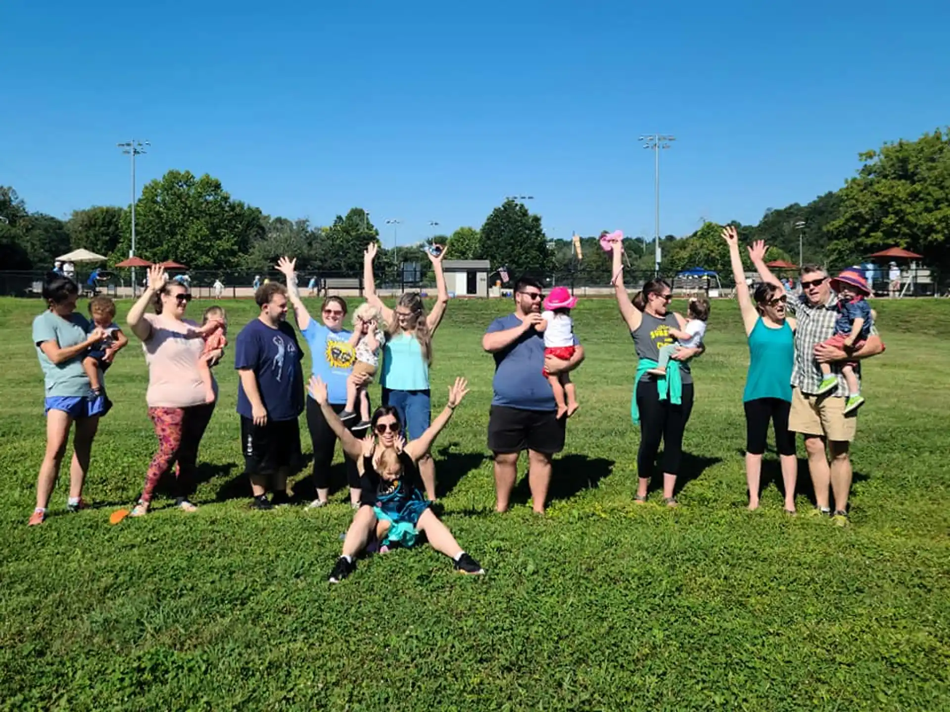 a group of people in a field