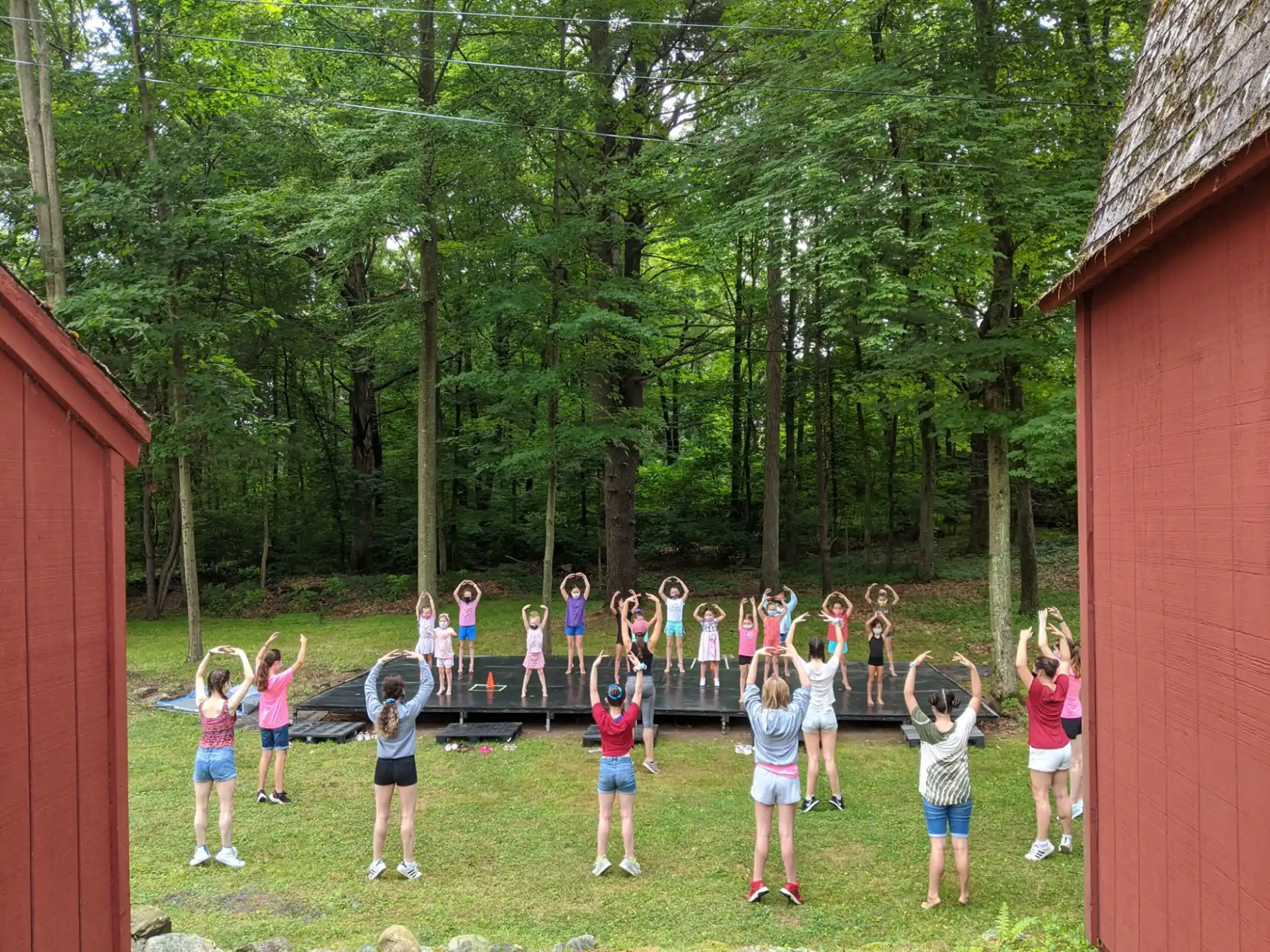 a group of children playing outside