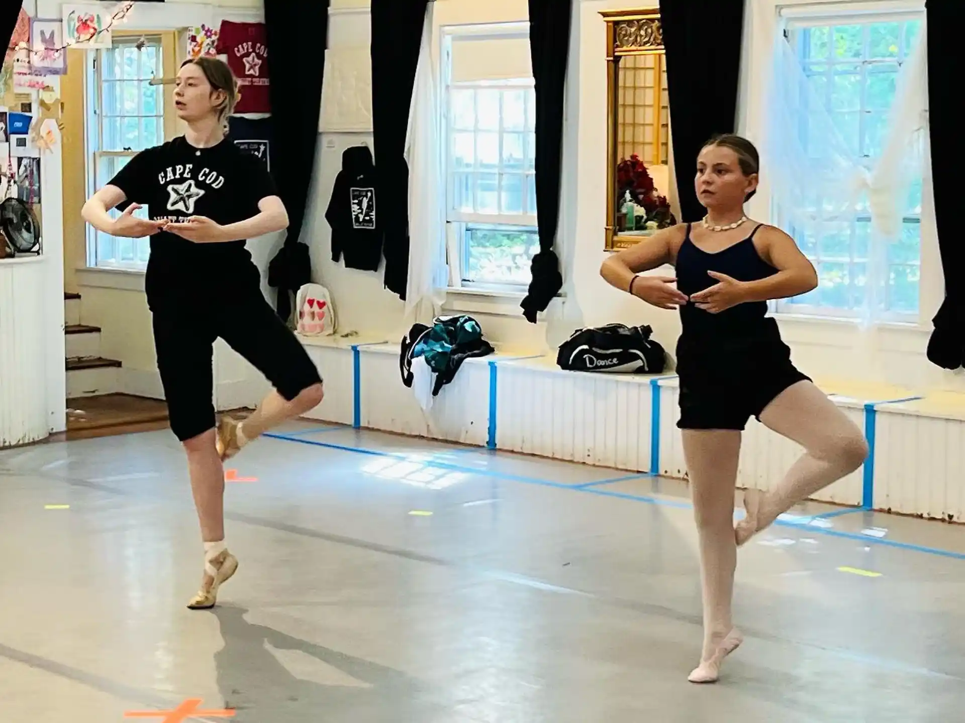 a couple of women dancing