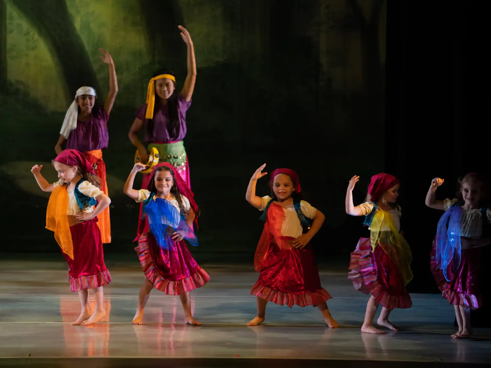 a group of children dancing