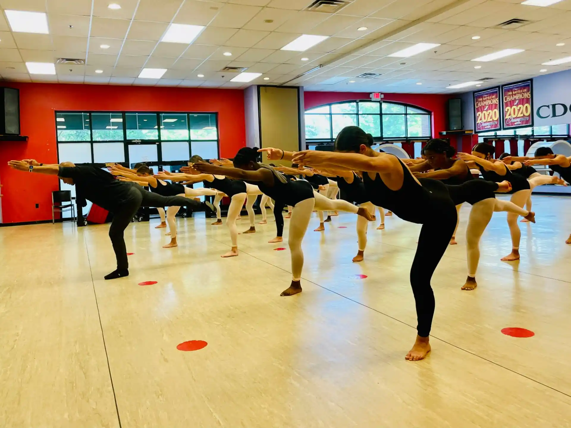 a group of people doing yoga