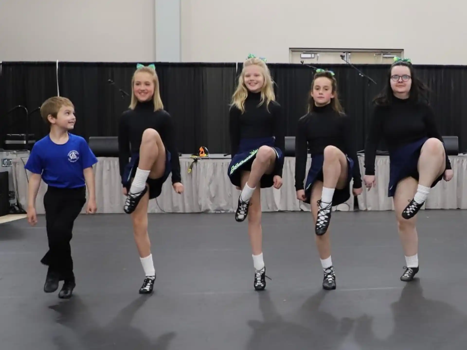 a group of girls in a gym