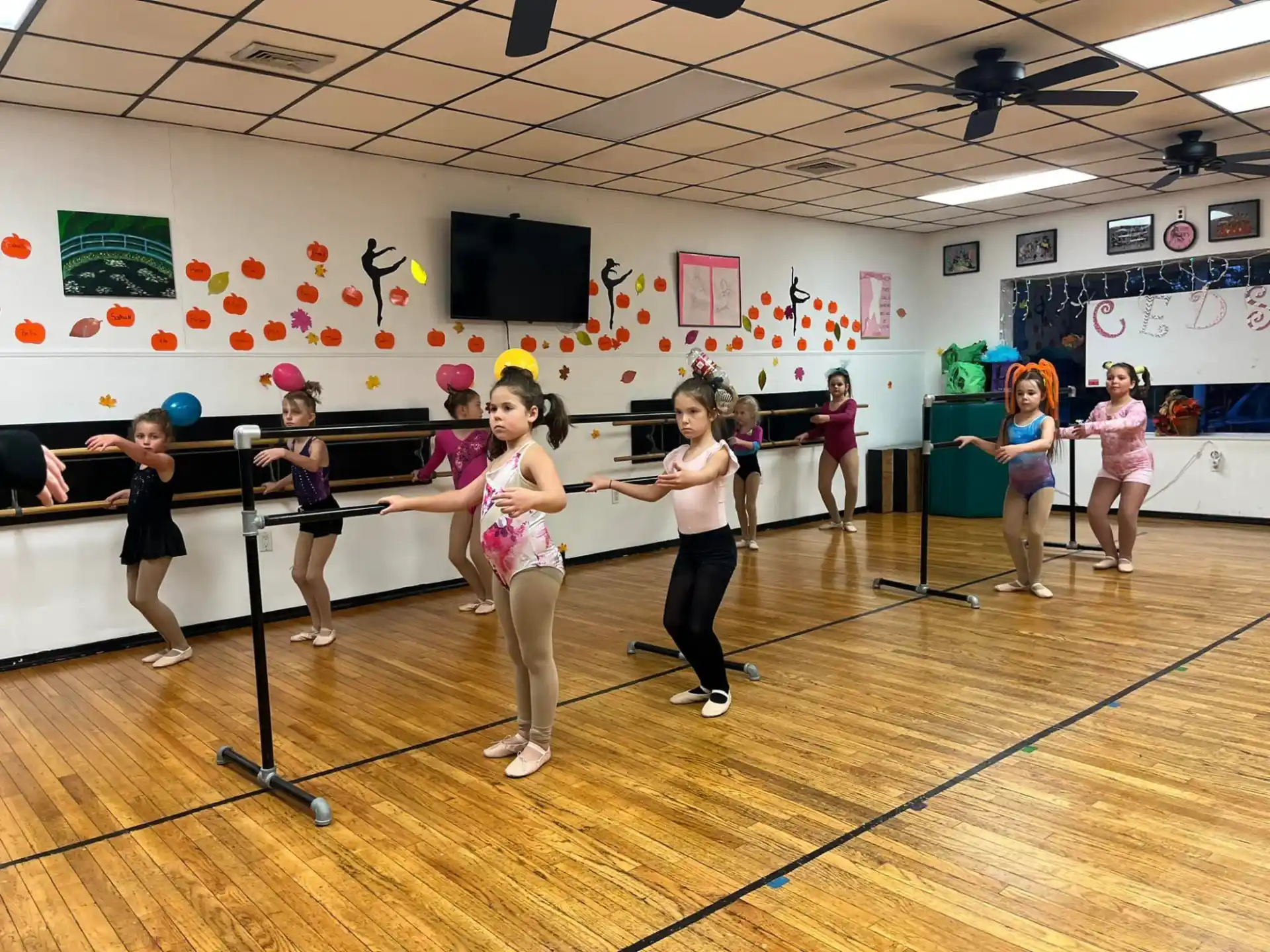 a group of girls in a gym