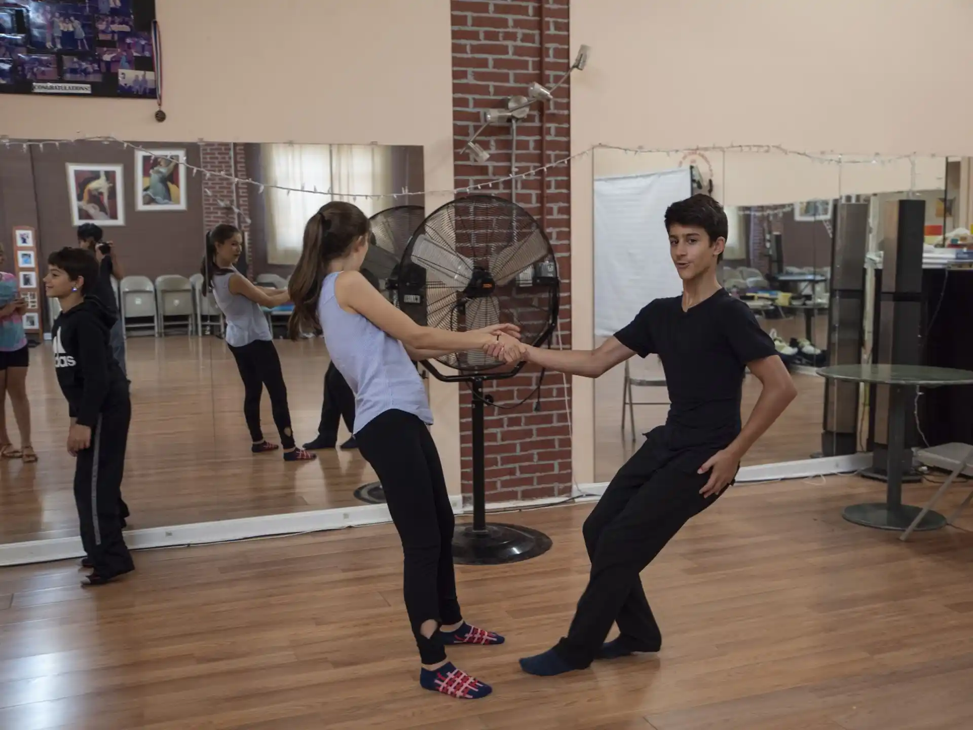 a group of people exercising