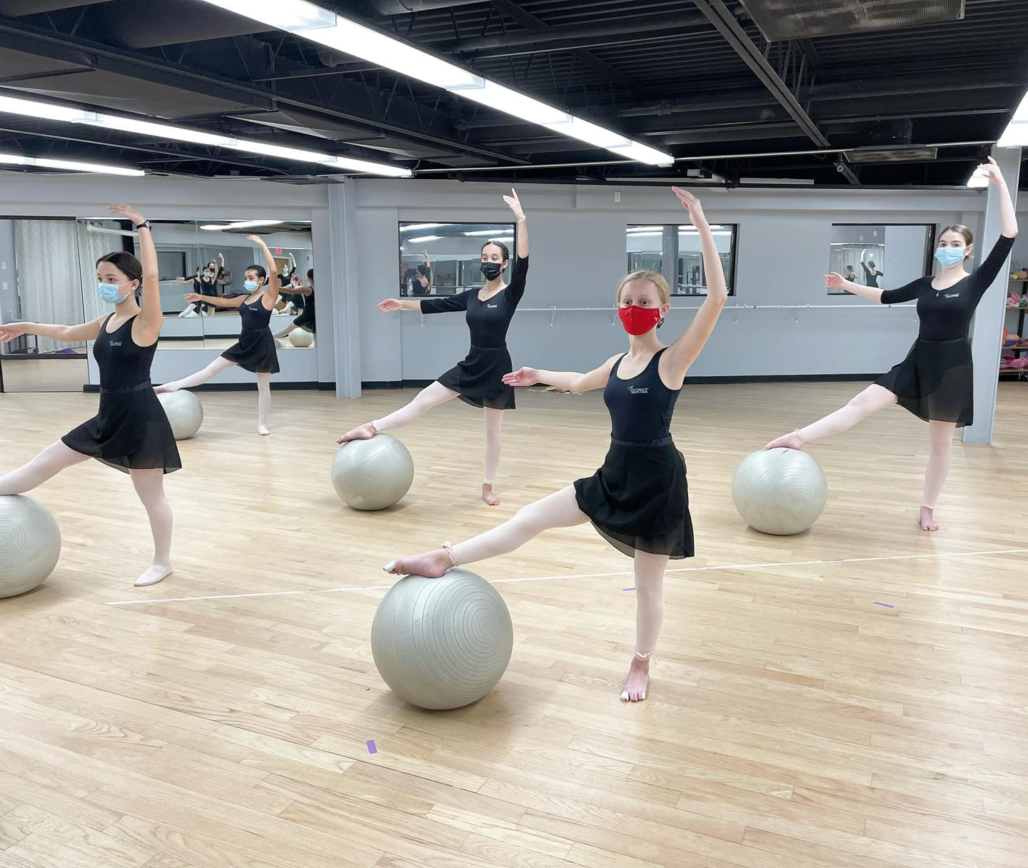 a group of women exercising