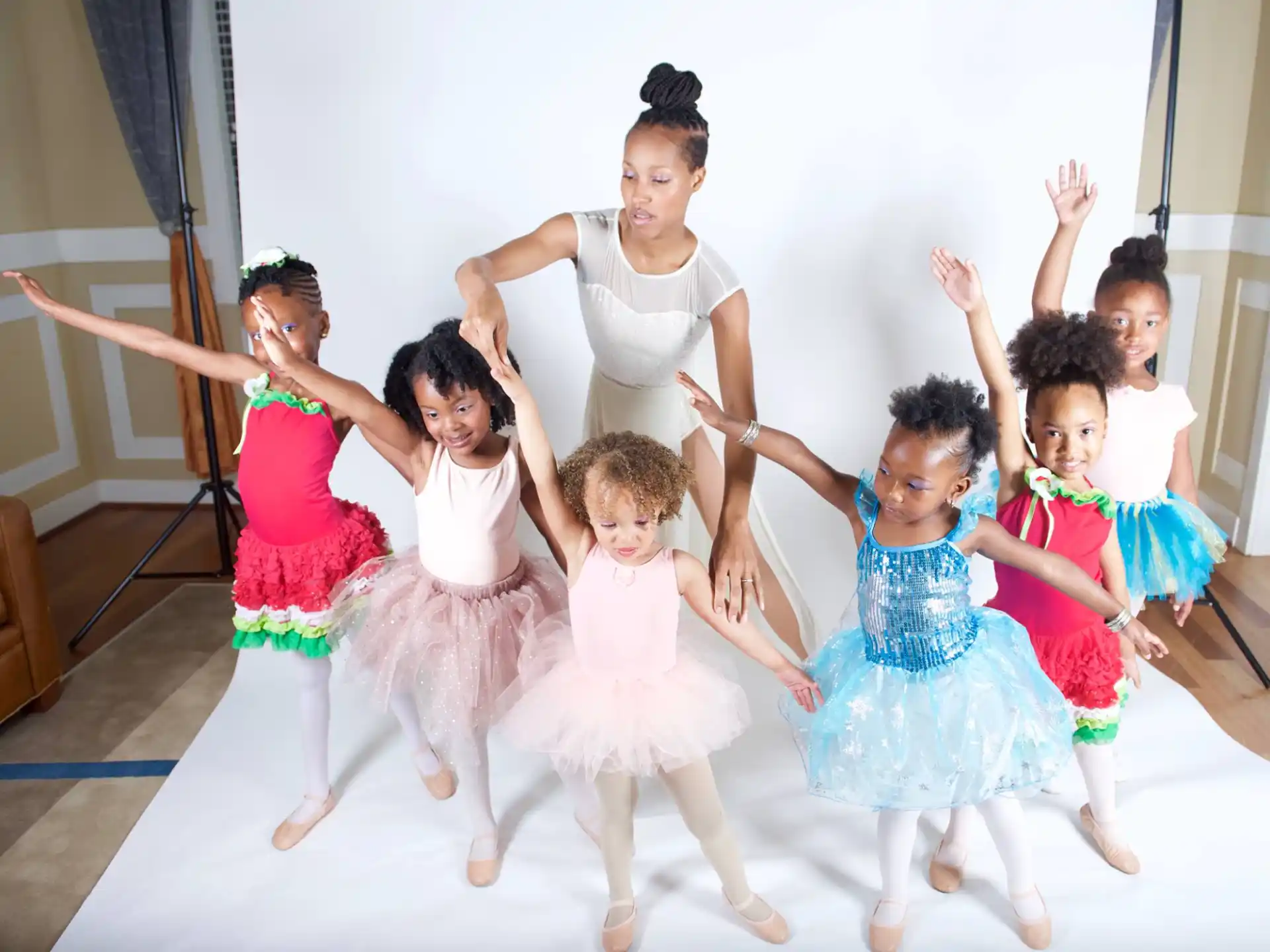 a group of children dancing