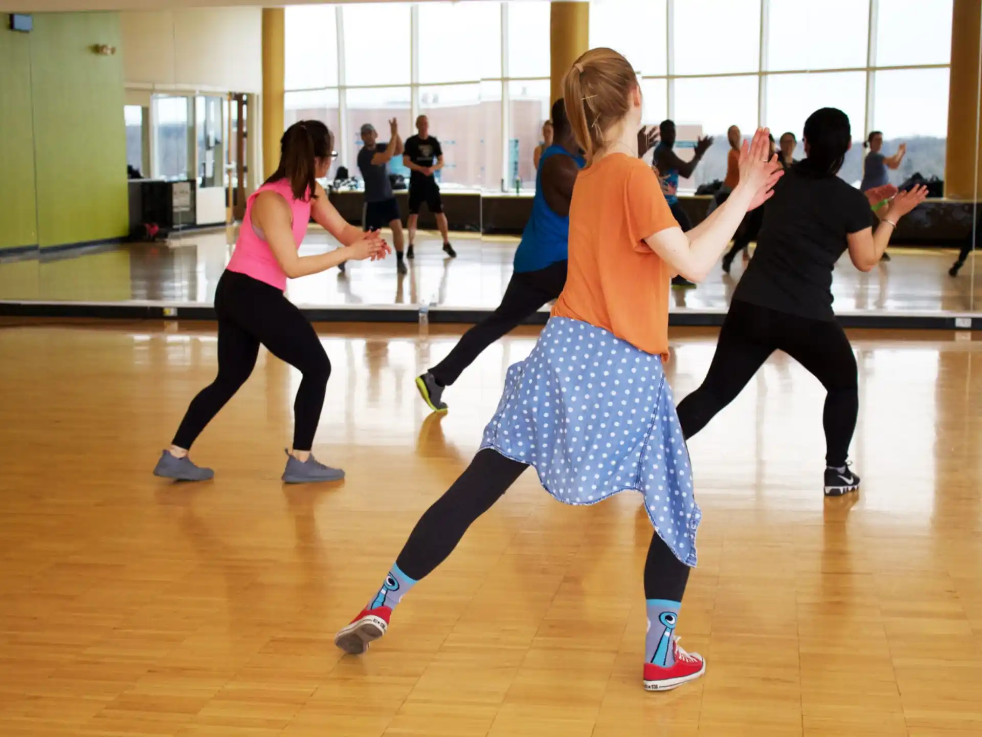 a group of people dancing