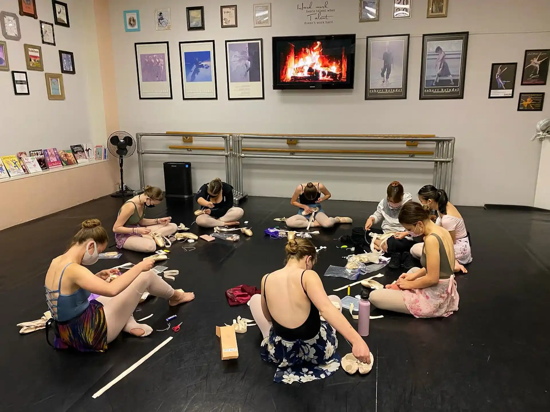 a group of people sitting in a room
