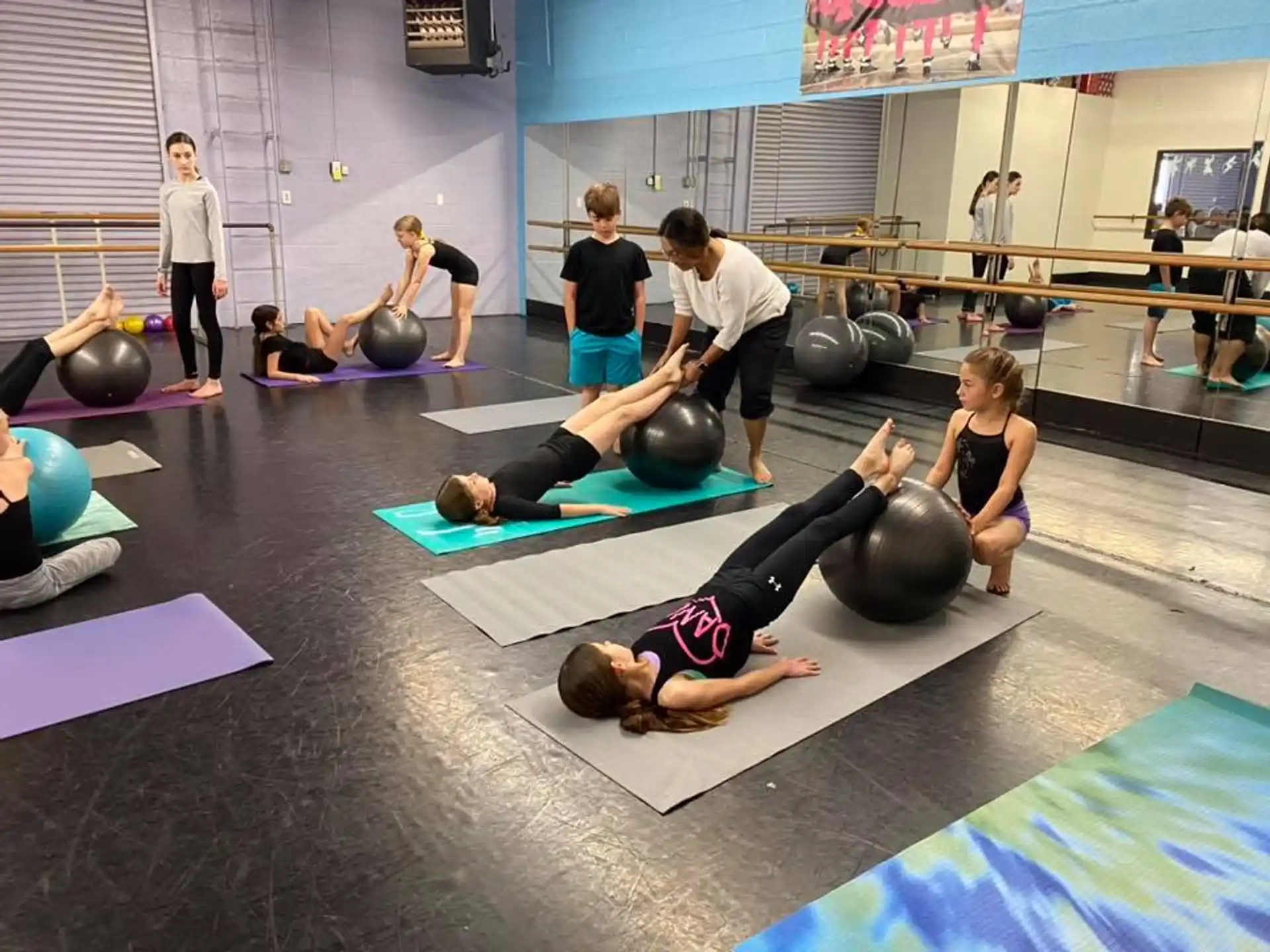 a group of people exercising