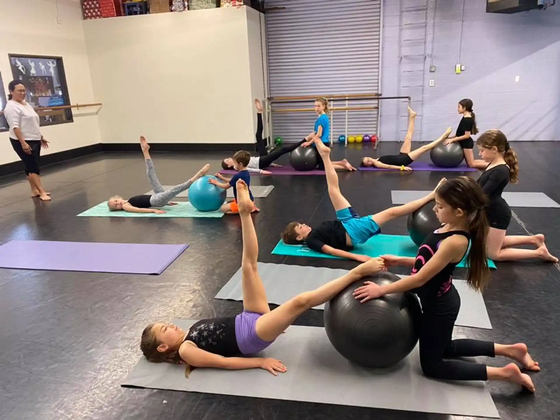 a group of people exercising
