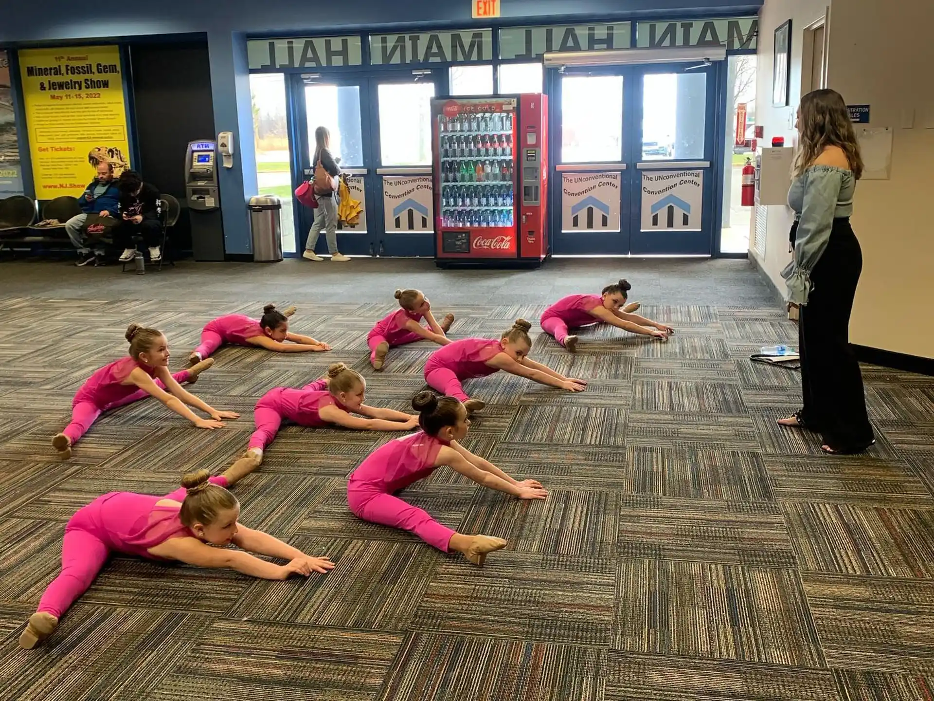 a group of people doing yoga