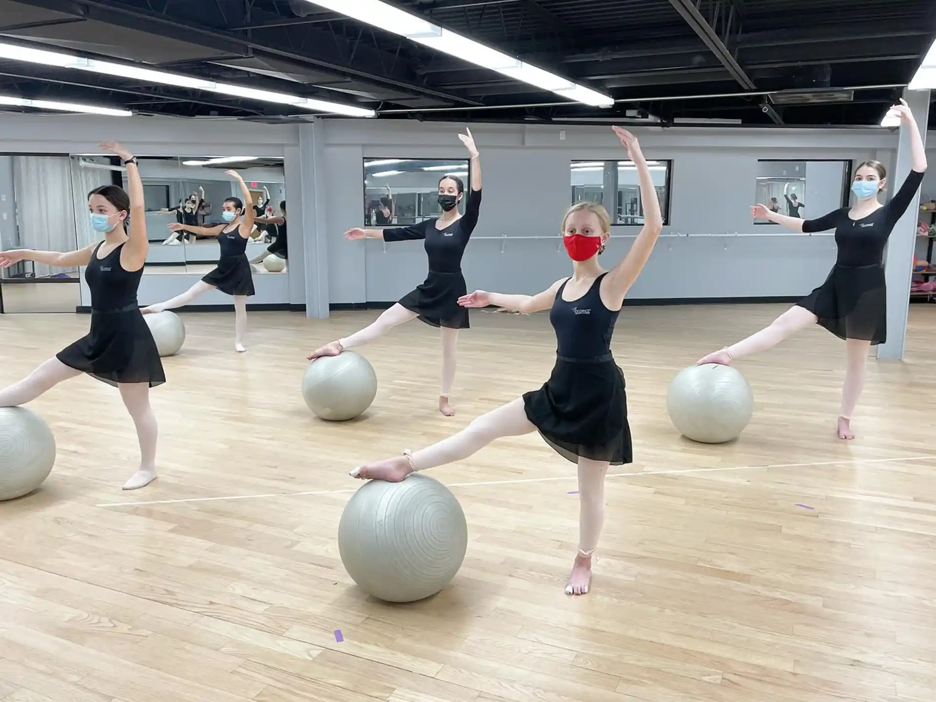 a group of women exercising