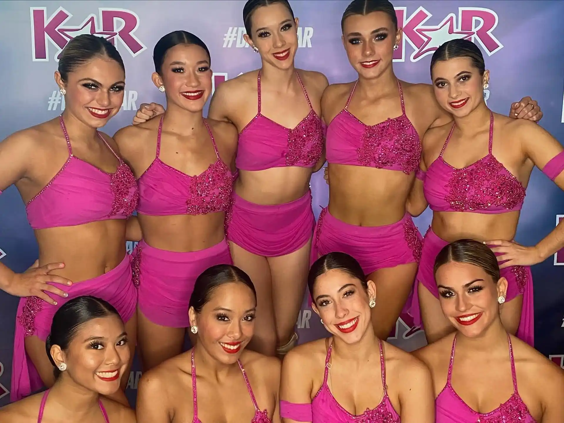 a collage of a person in a pink garment