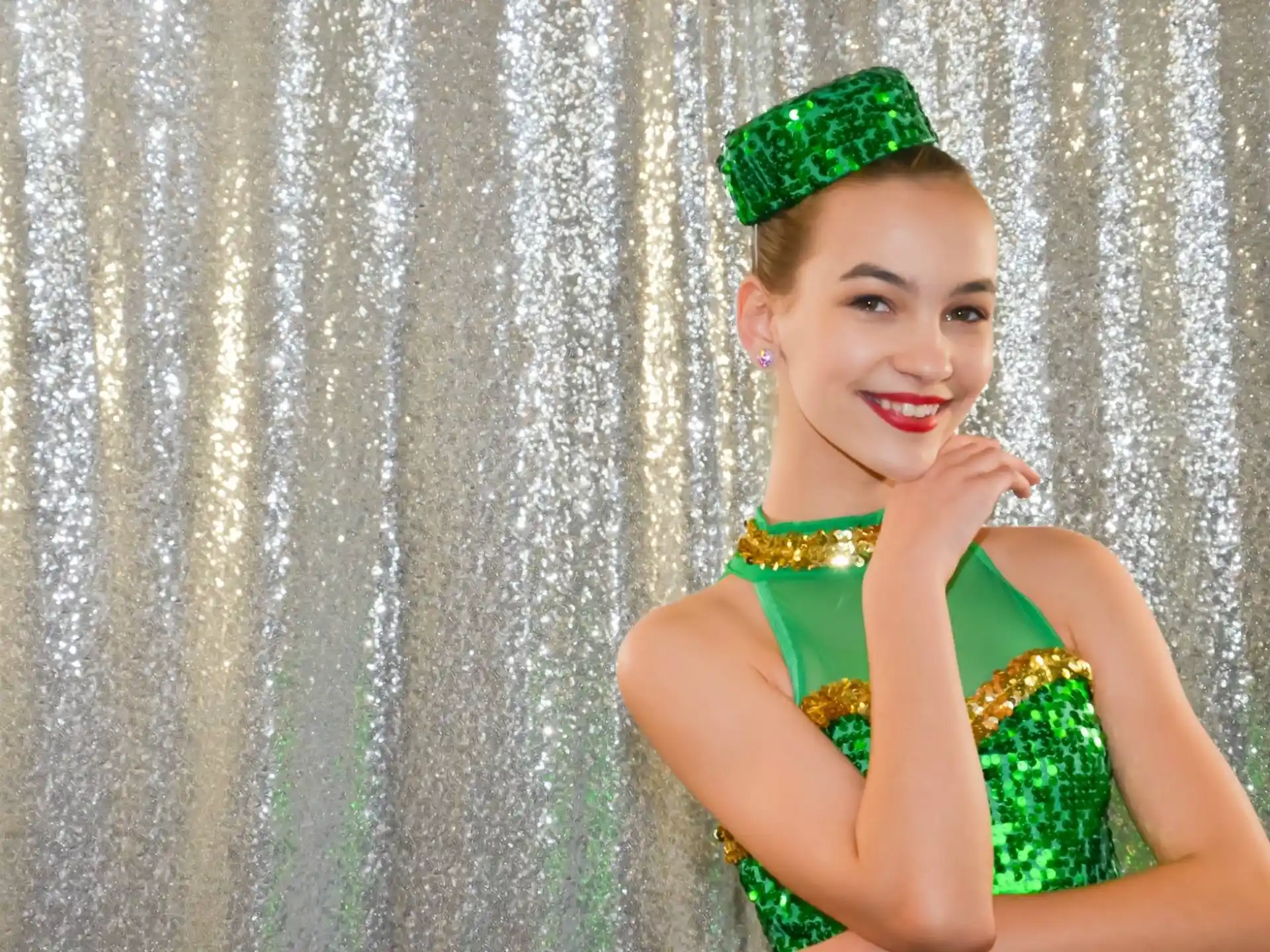 a person in a green dress
