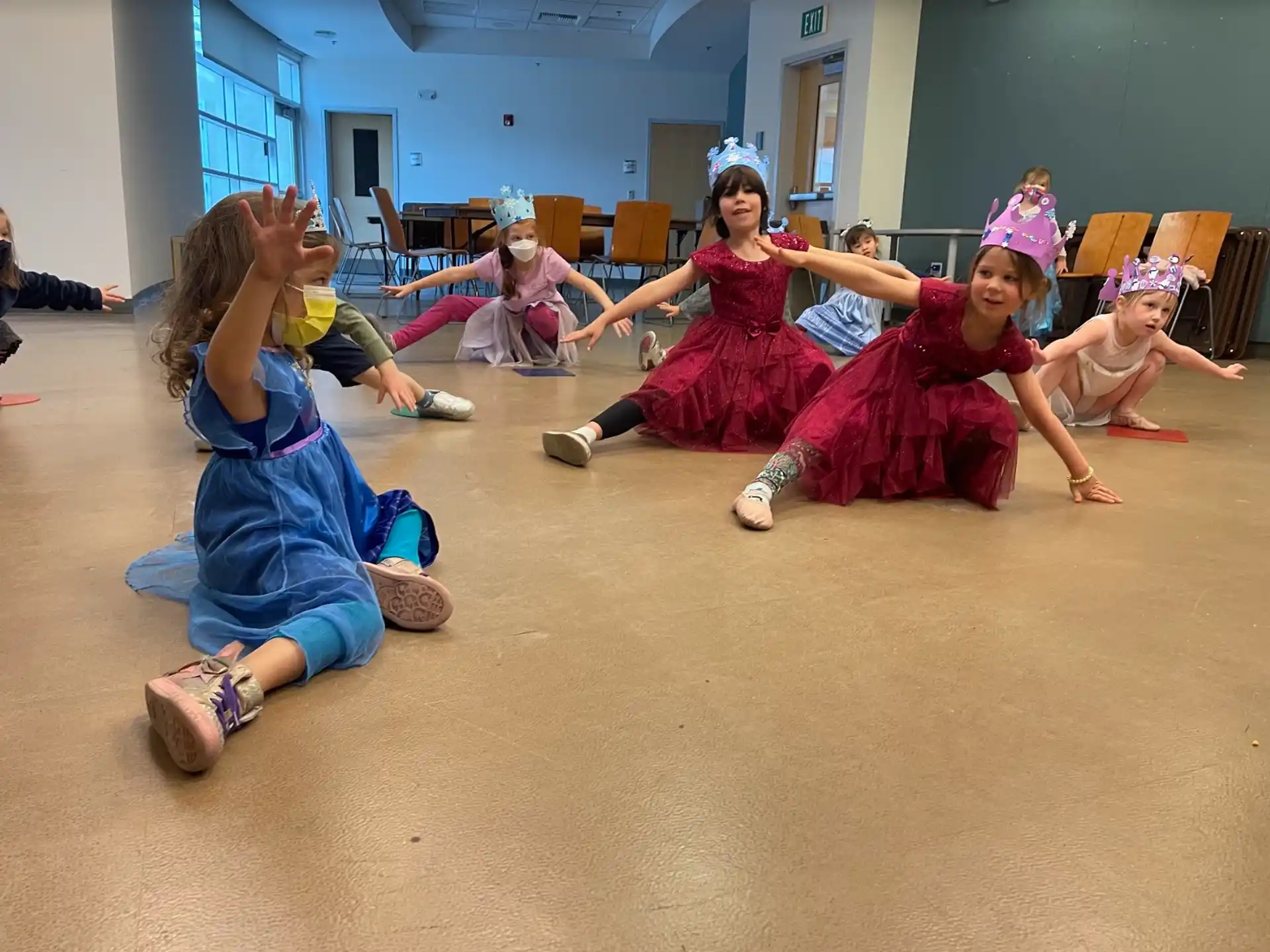 a group of children dancing