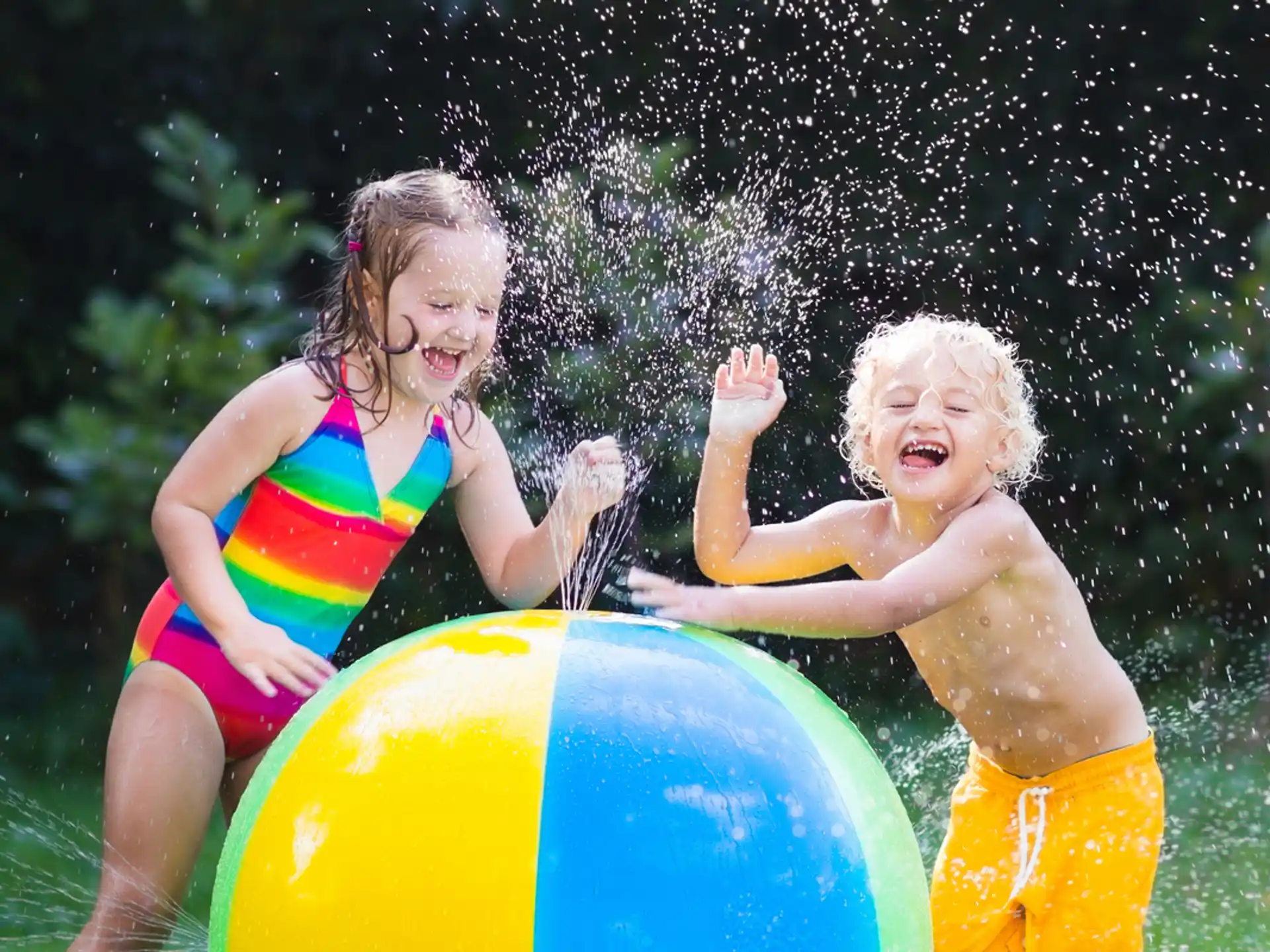 two children in a pool