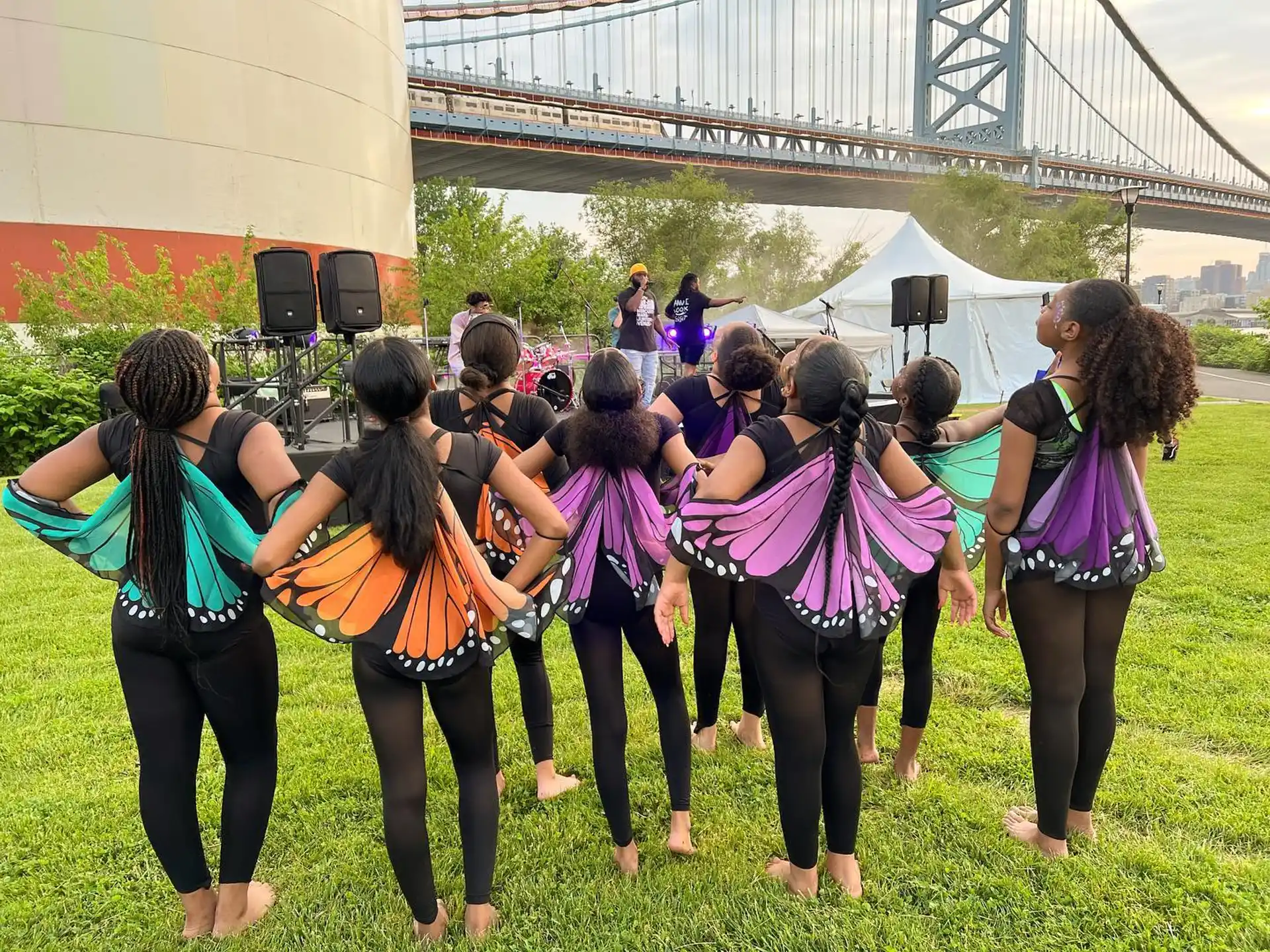 a group of people dancing