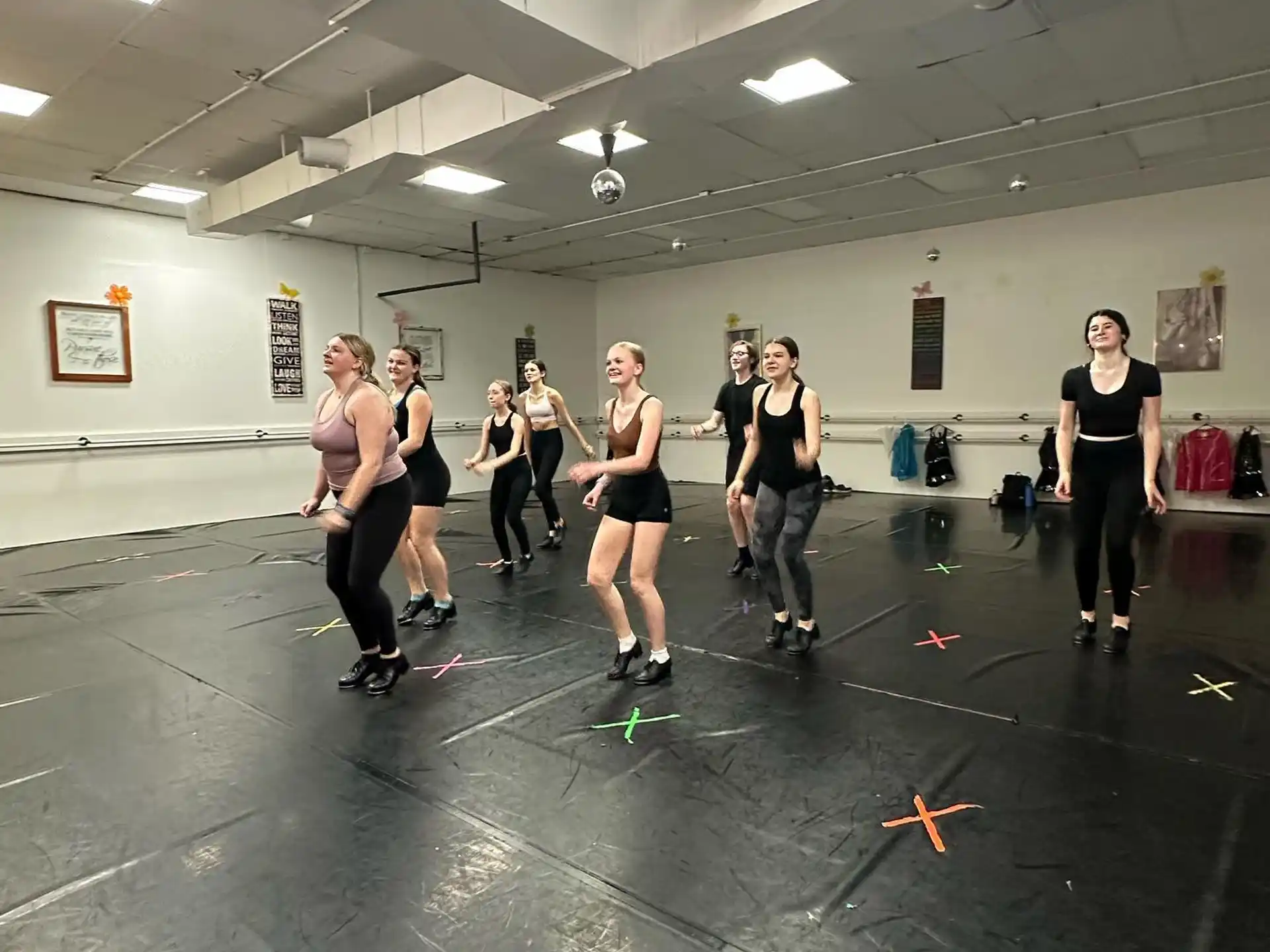 a group of people exercising
