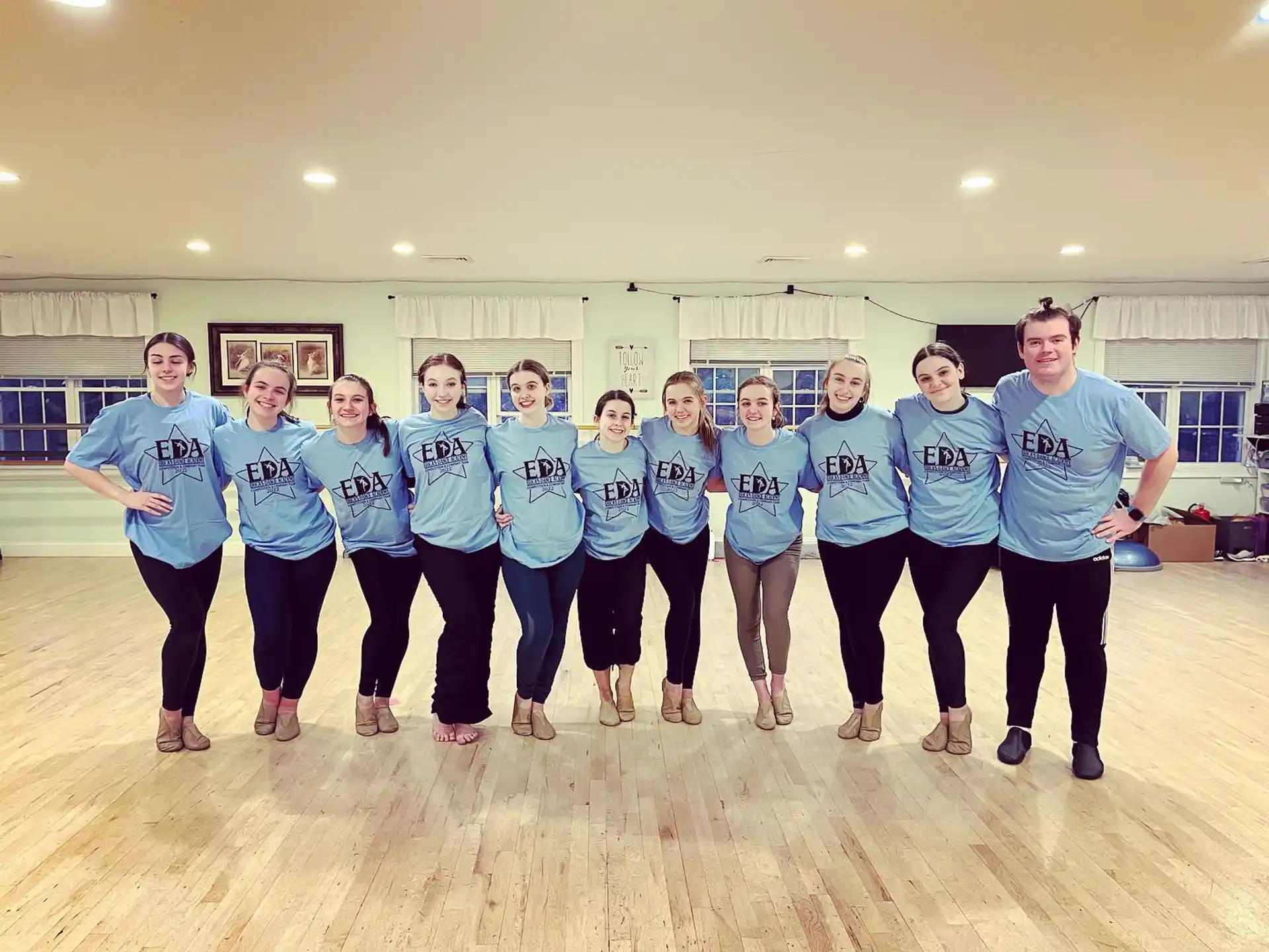 a group of people wearing matching t-shirts