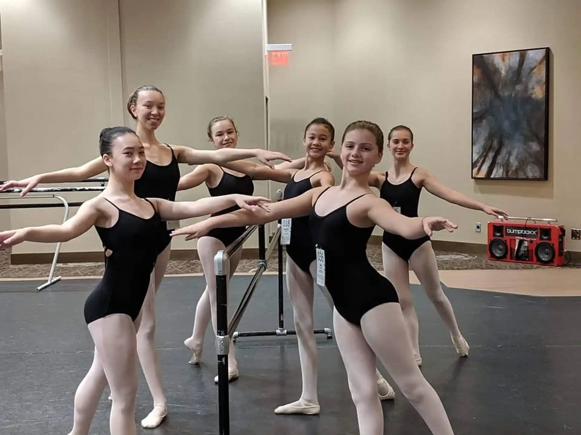 a group of women exercising