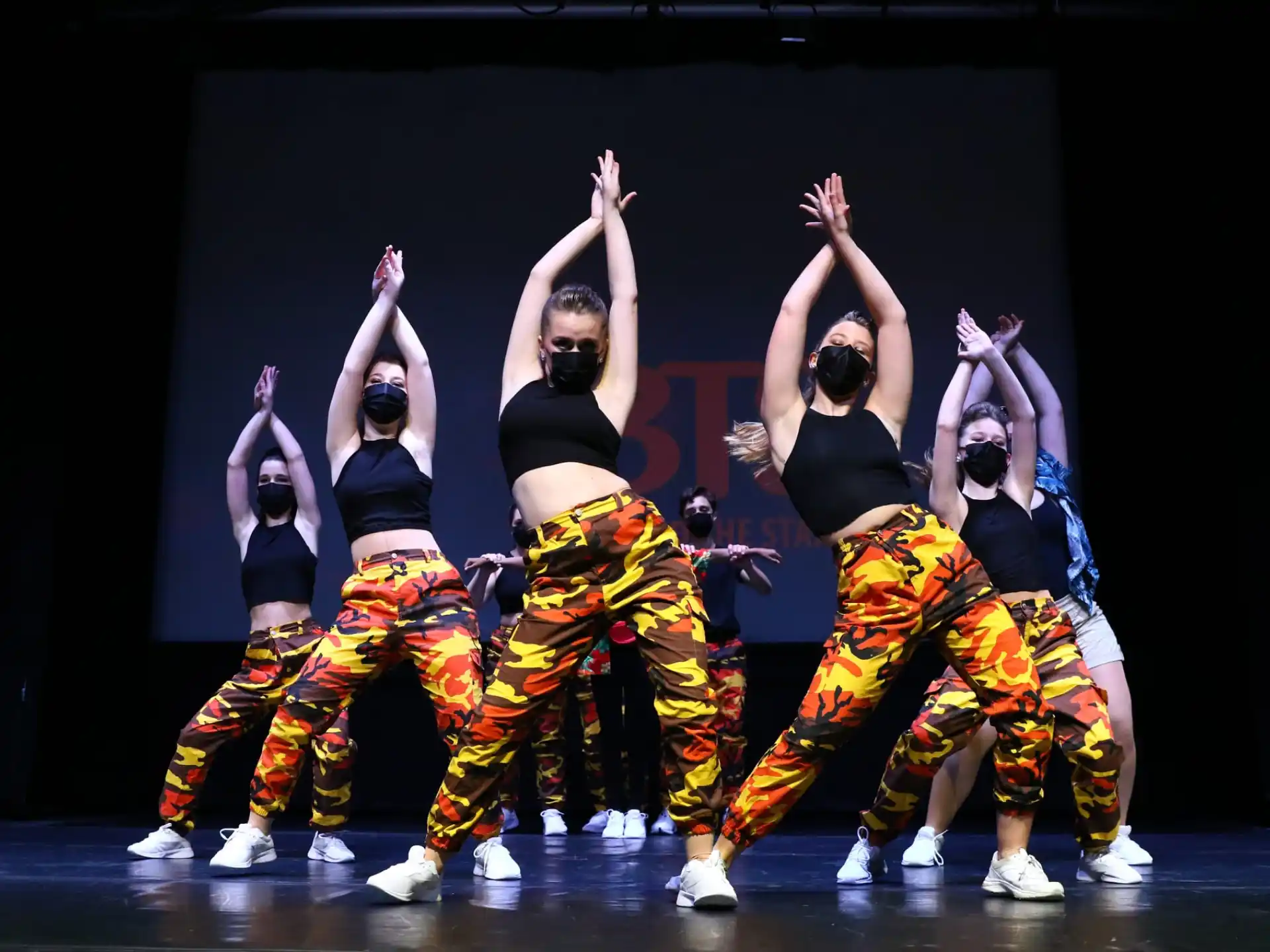 a group of people dancing