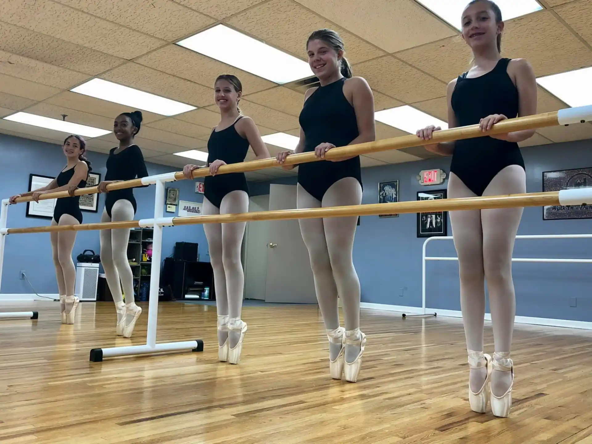 a group of women in a gym