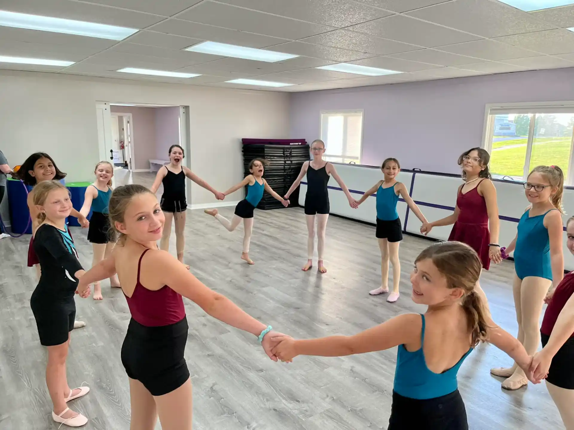 a group of people exercising