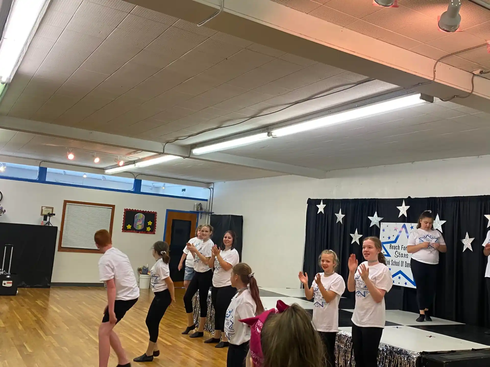 a group of people in a room