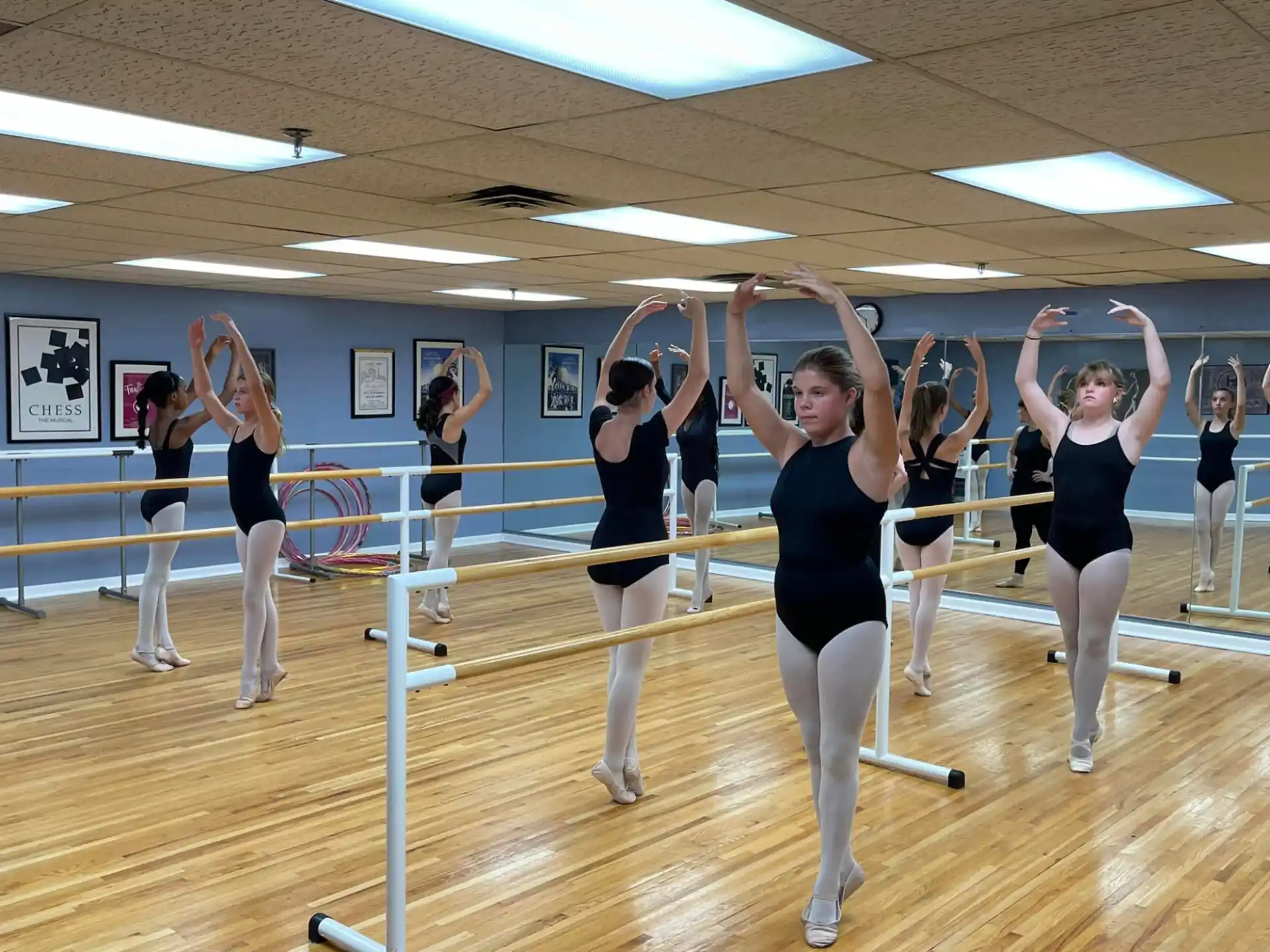 a group of women exercising