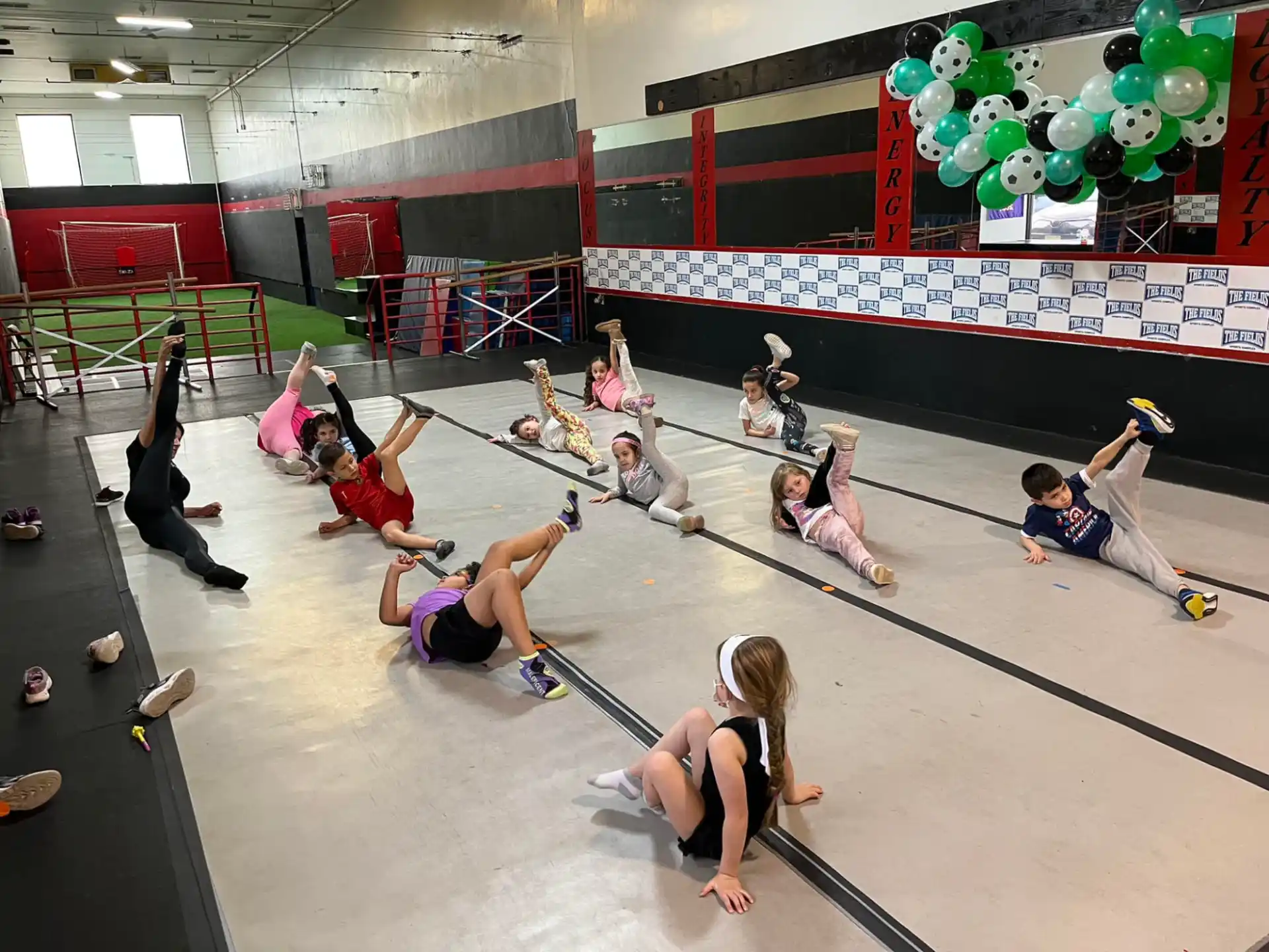 a group of people exercising