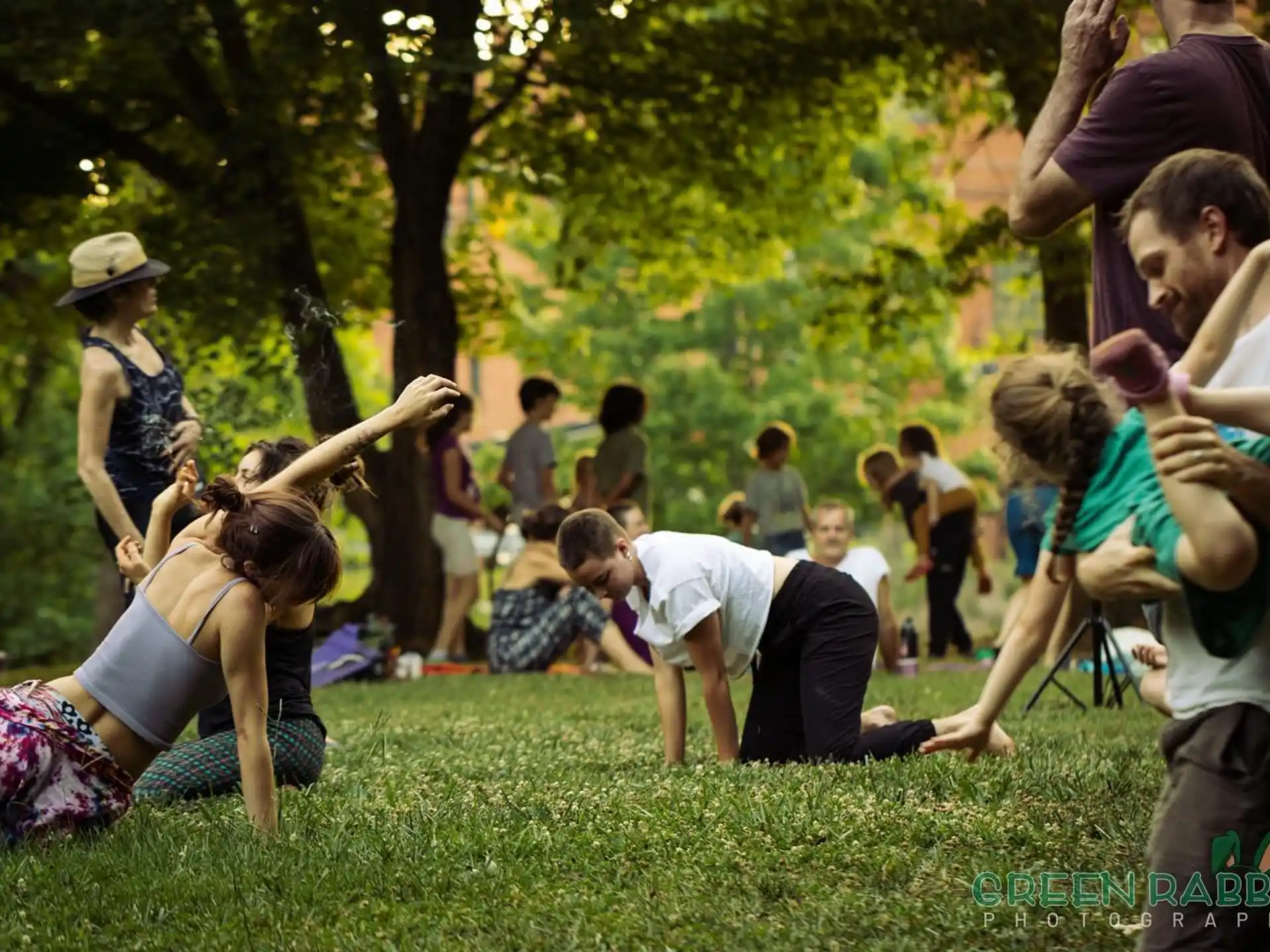 a group of people doing yoga