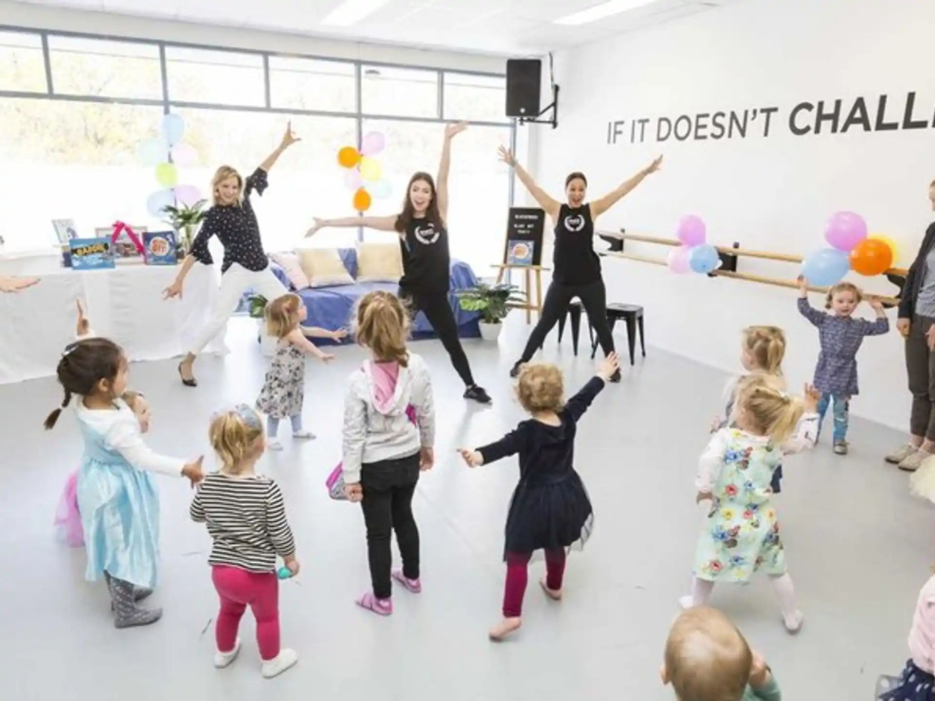 a group of children dancing