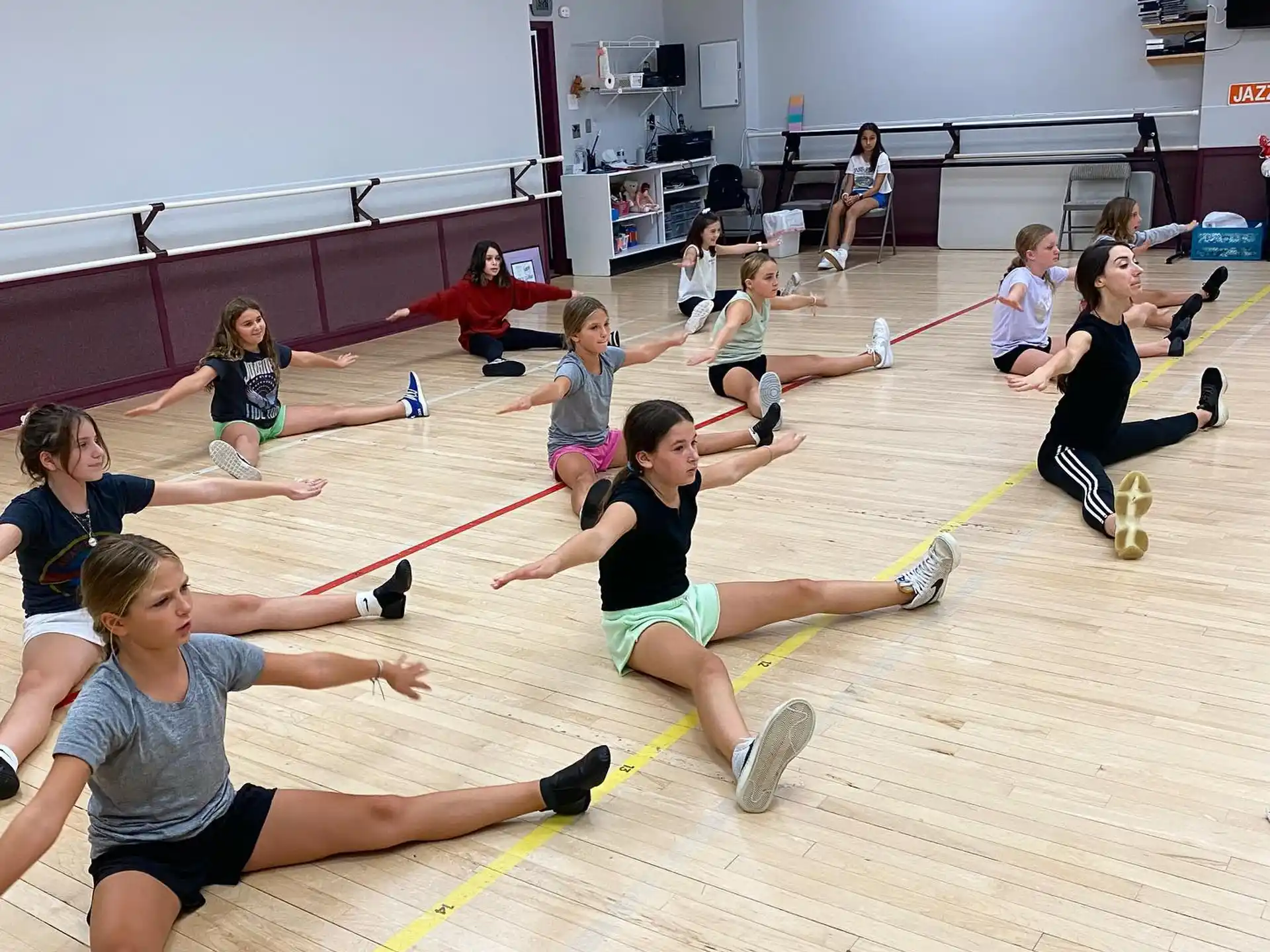a group of people exercising