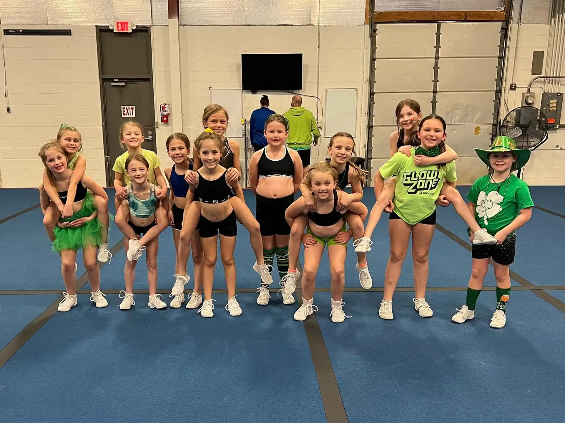 a group of women in a gym