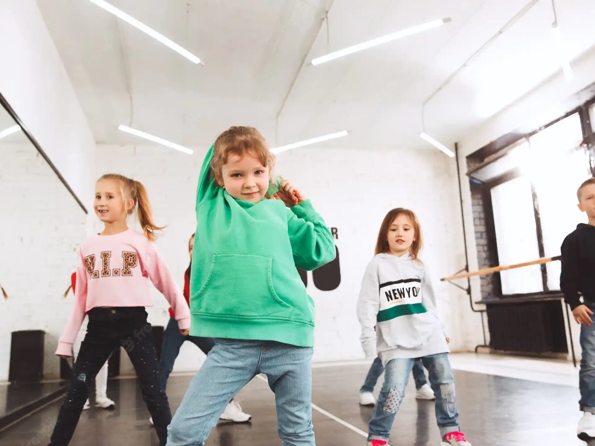 a group of children dancing