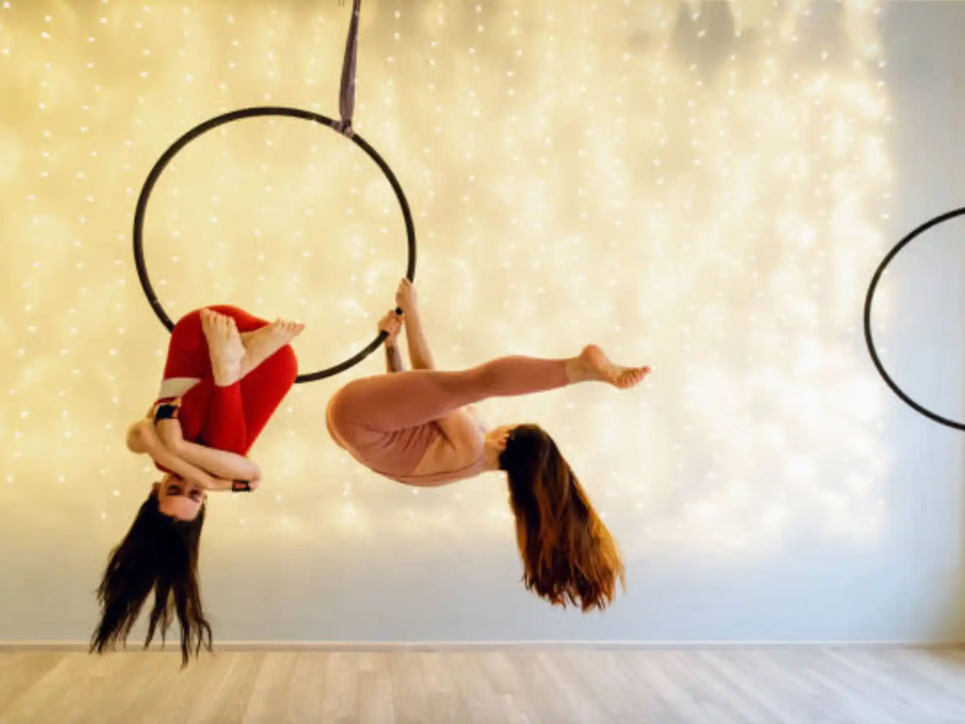 a couple of women from a rope