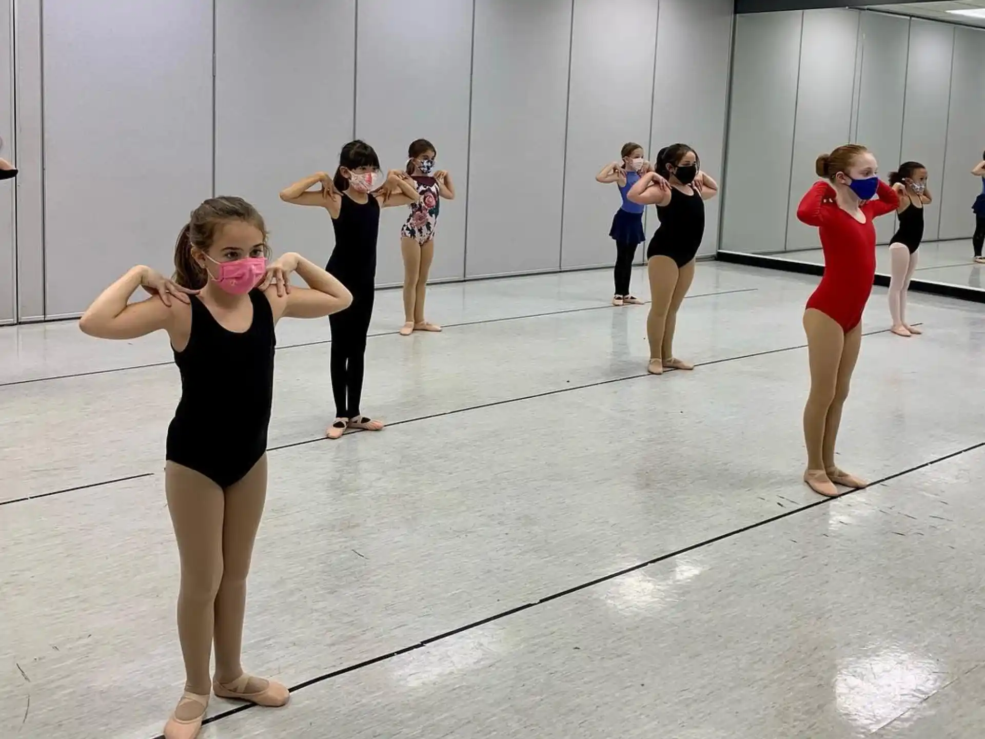 a group of people exercising